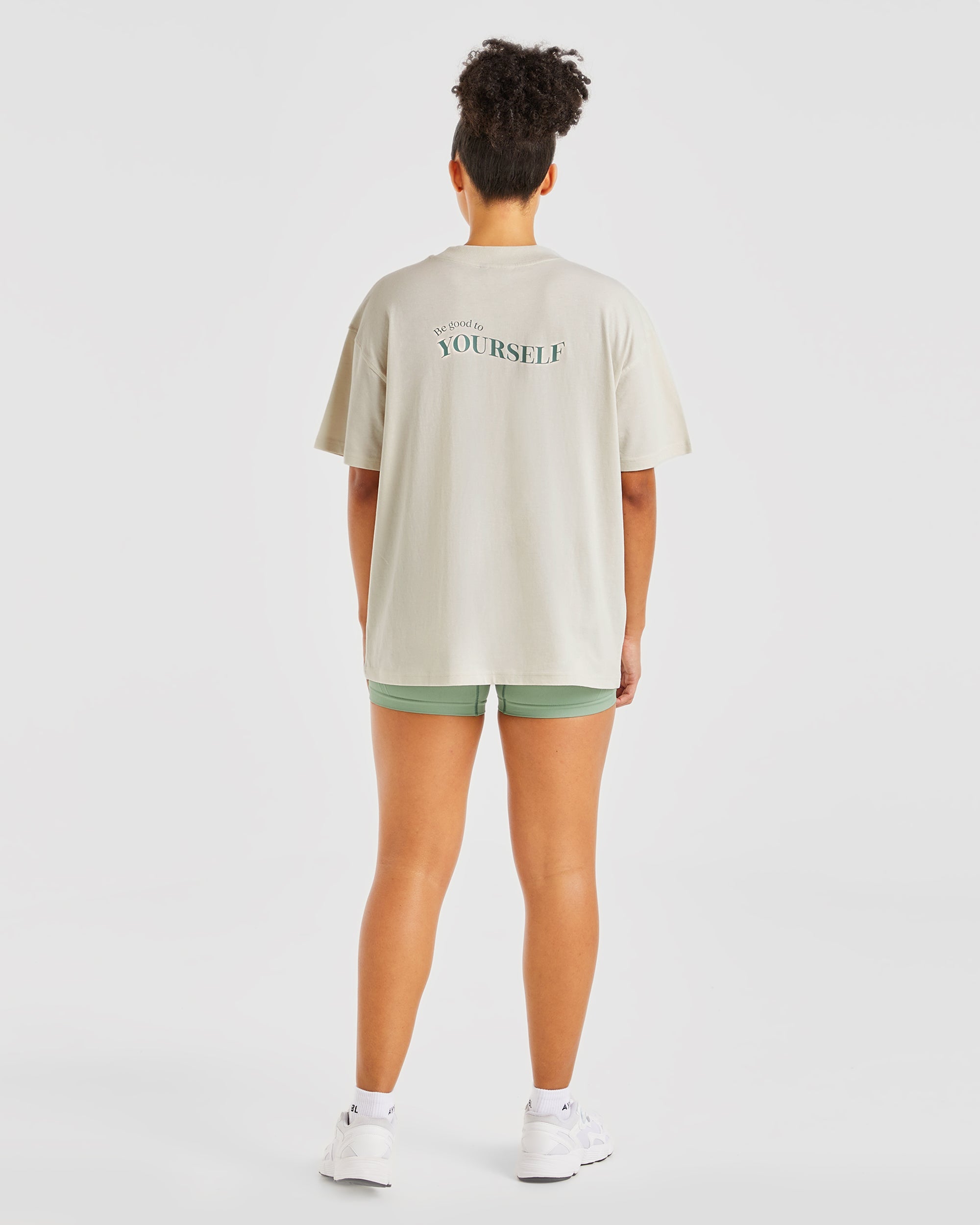 Be Good To Yourself Oversized T Shirt - Off Blanc/Vert