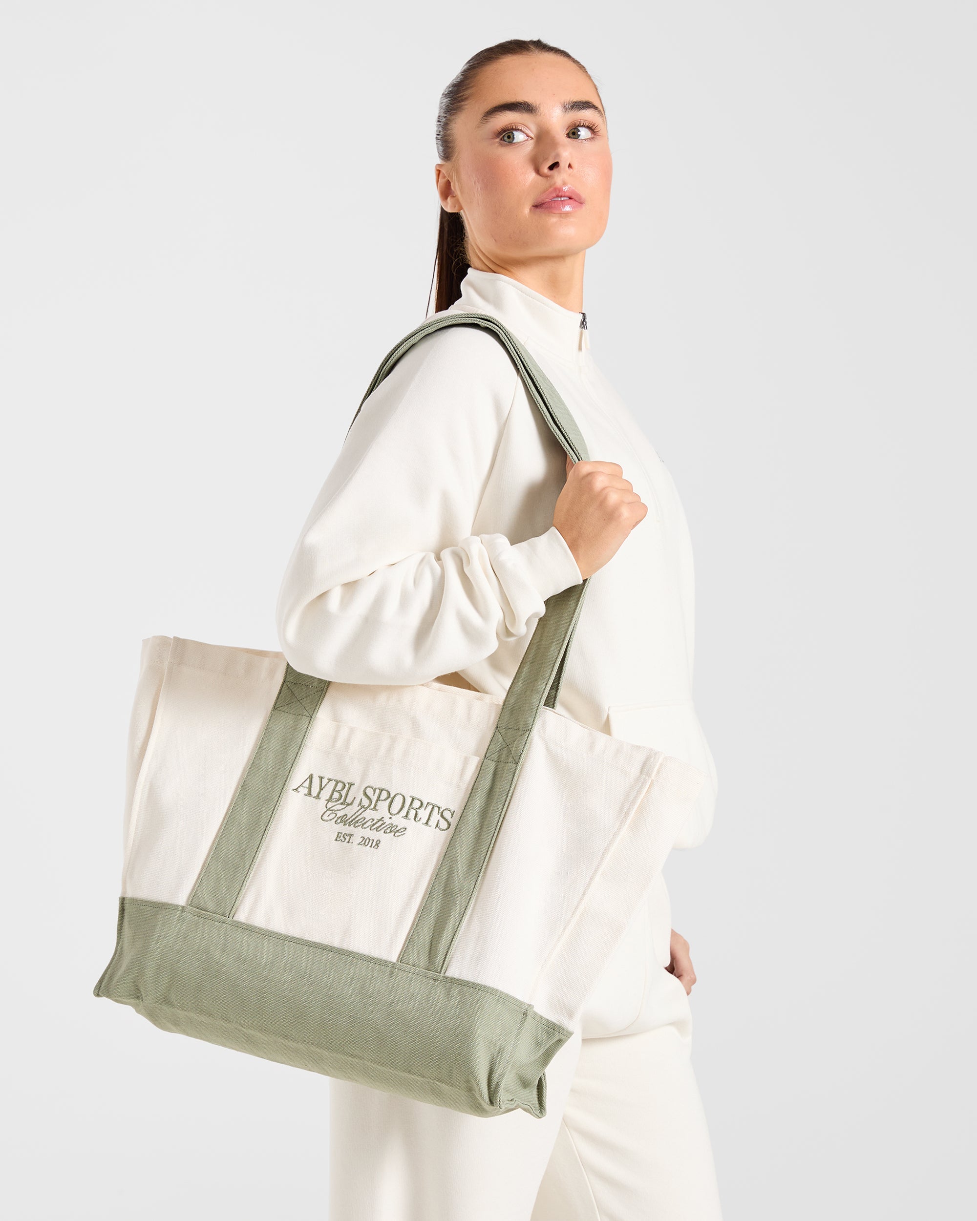 Sports Collective Tote Bag - Off Blanc/Vert