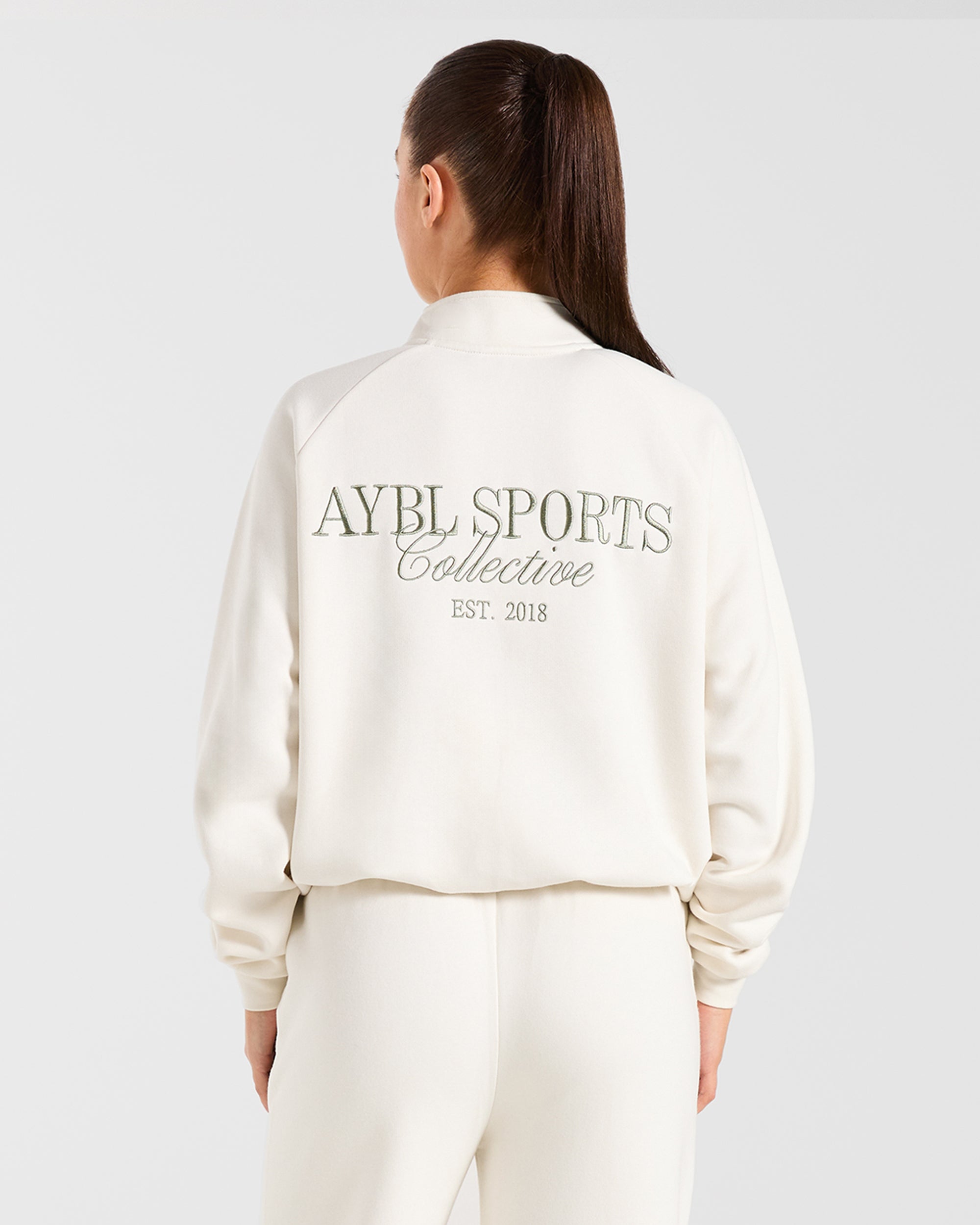 Sports Collective Oversized 1/4 Zip Pullover - Off Blanc/Vert