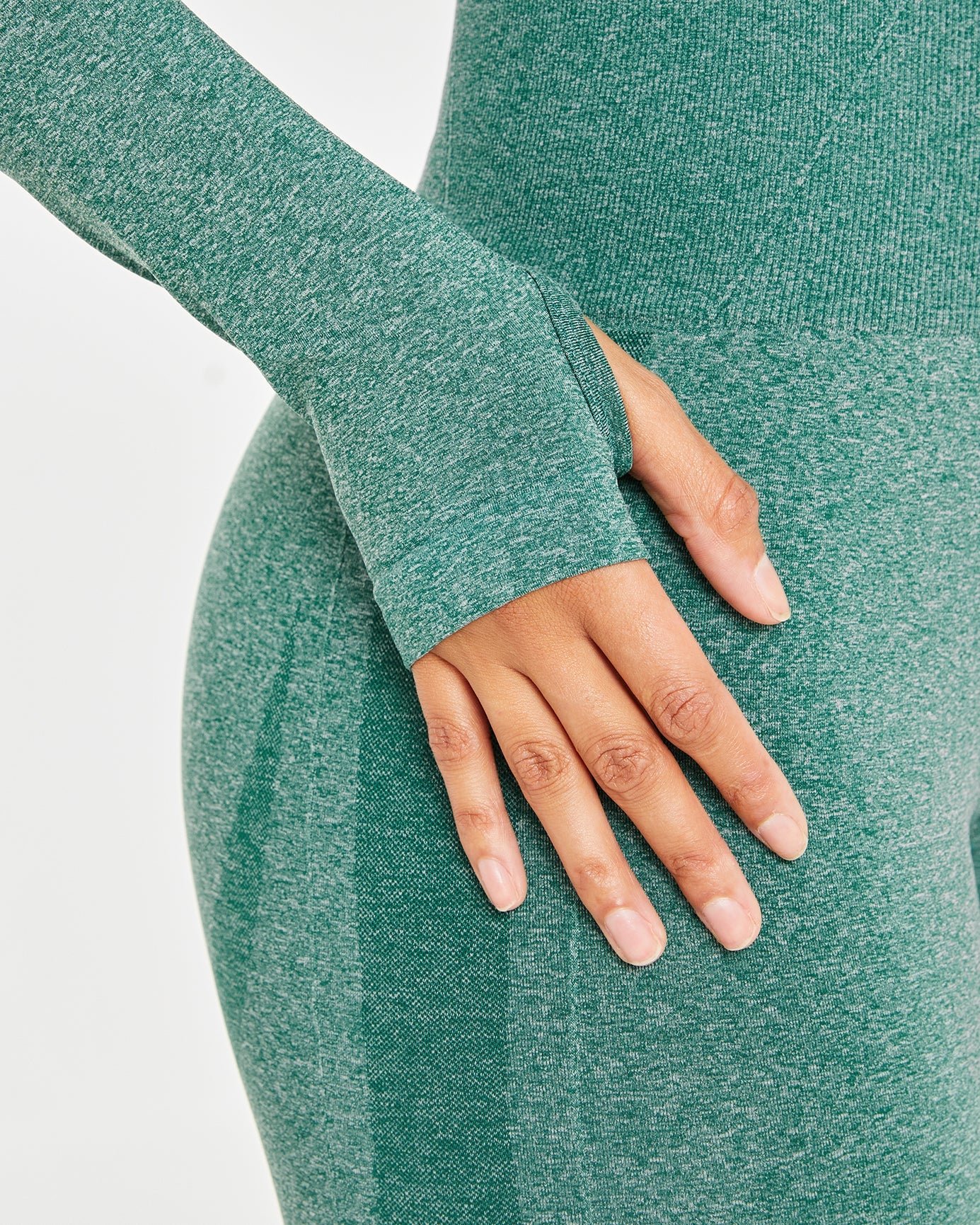 Empower Seamless Long Sleeve Crop Top - Forest Vert Marl