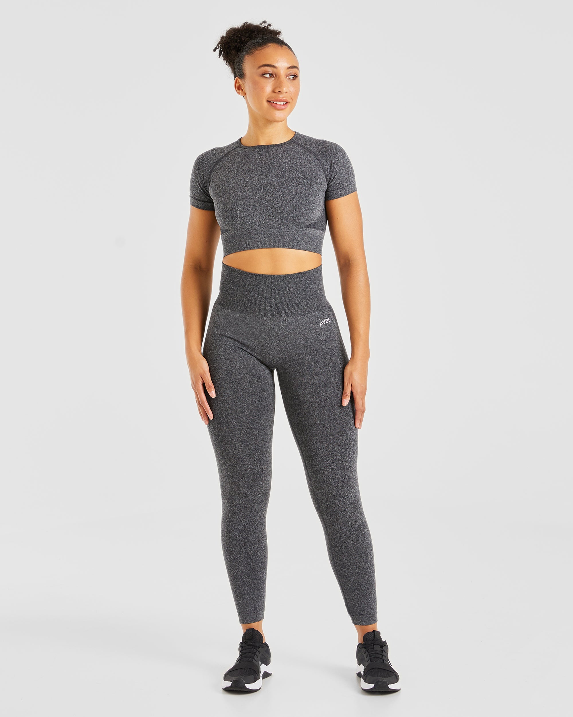 Empower Seamless Crop Top - Noir Marl