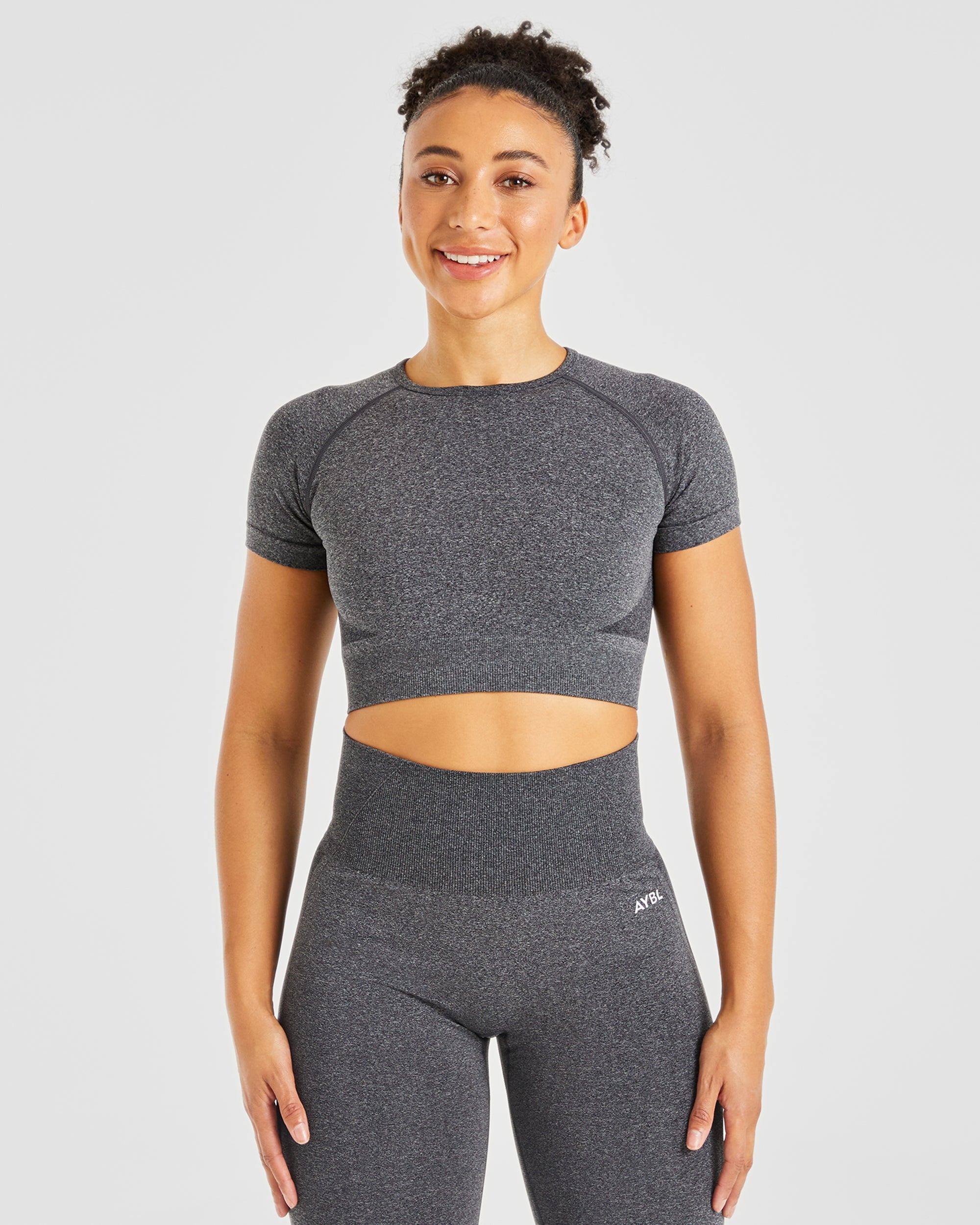 Empower Seamless Crop Top - Noir Marl