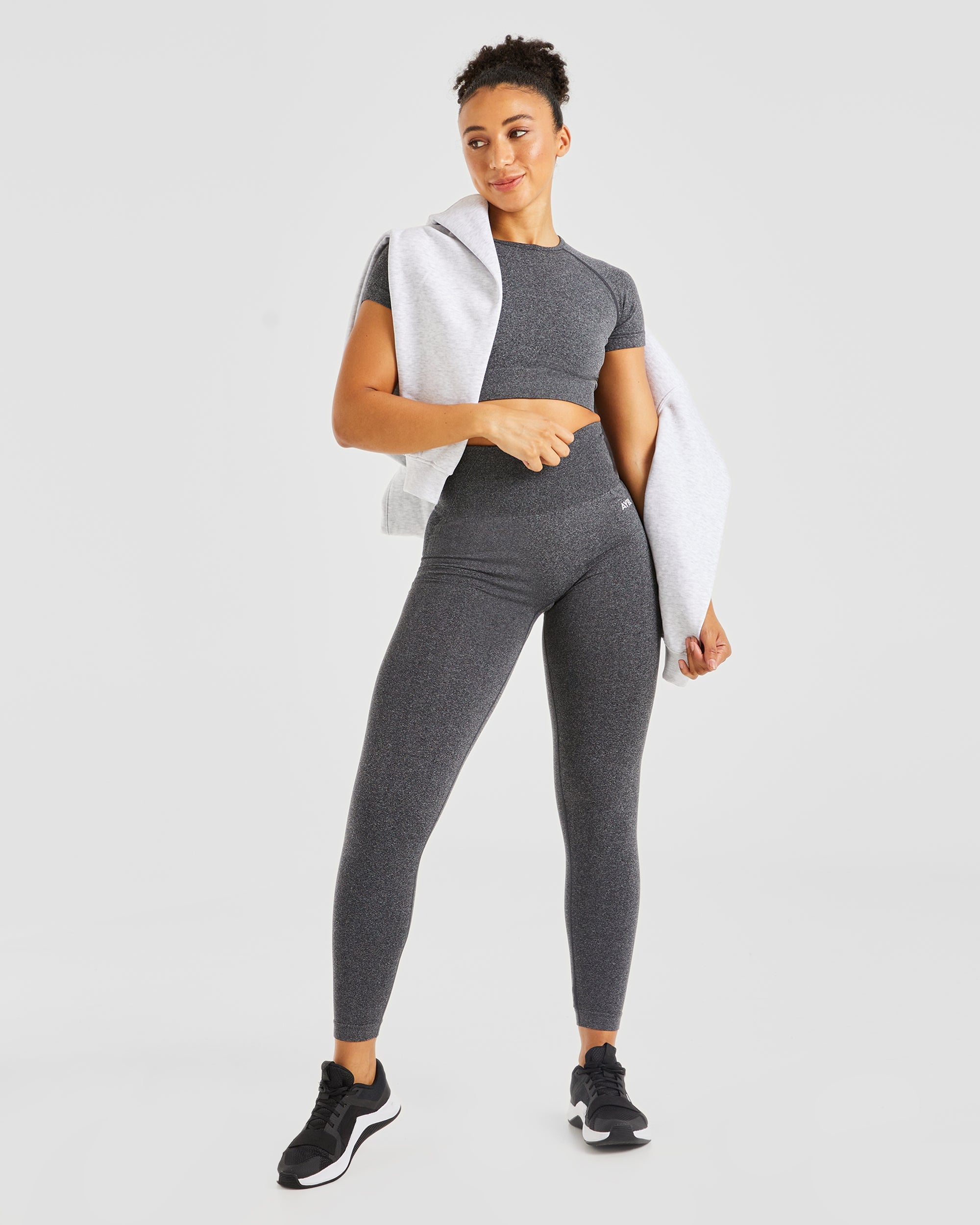 Empower Seamless Crop Top - Noir Marl