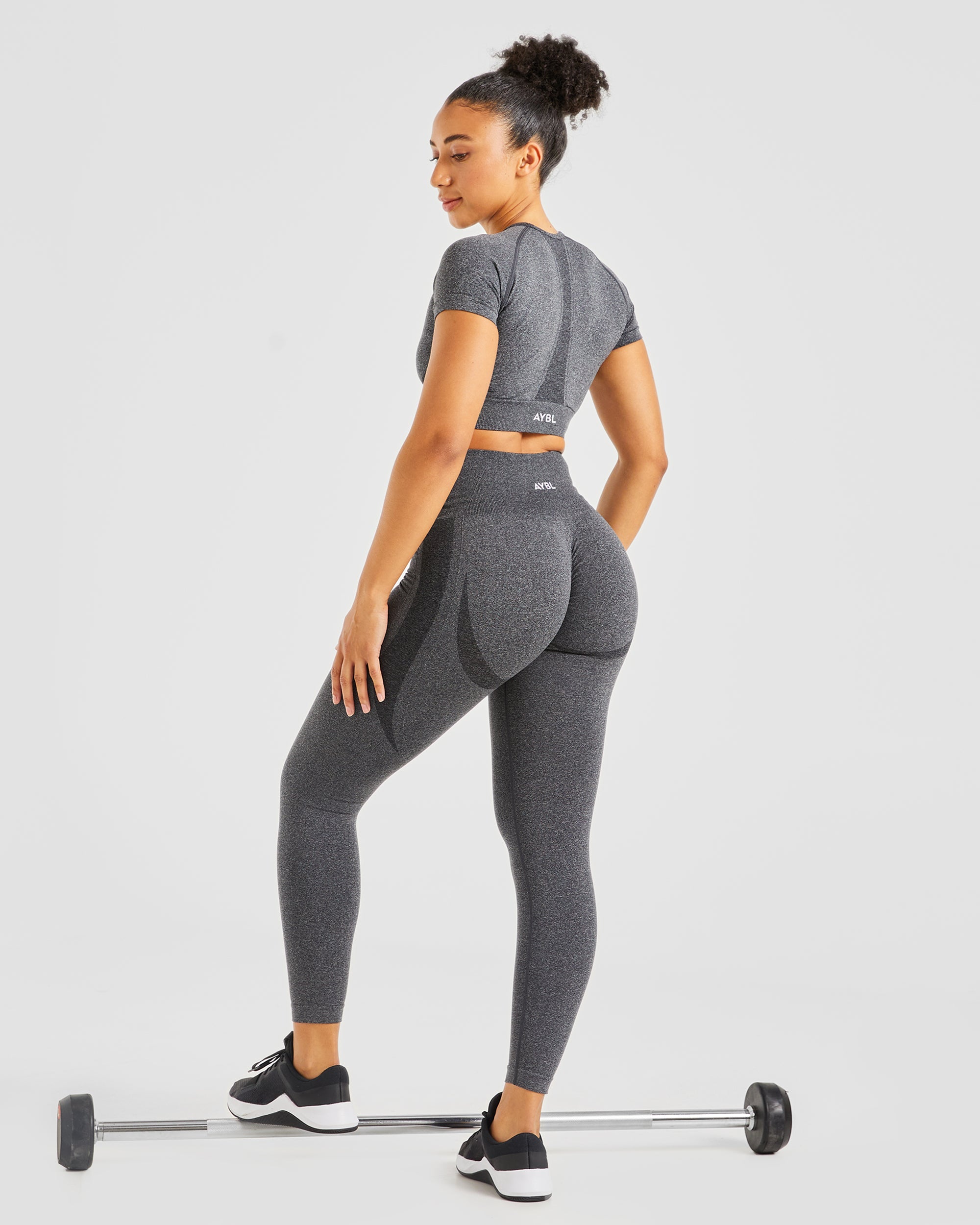 Empower Seamless Crop Top - Noir Marl