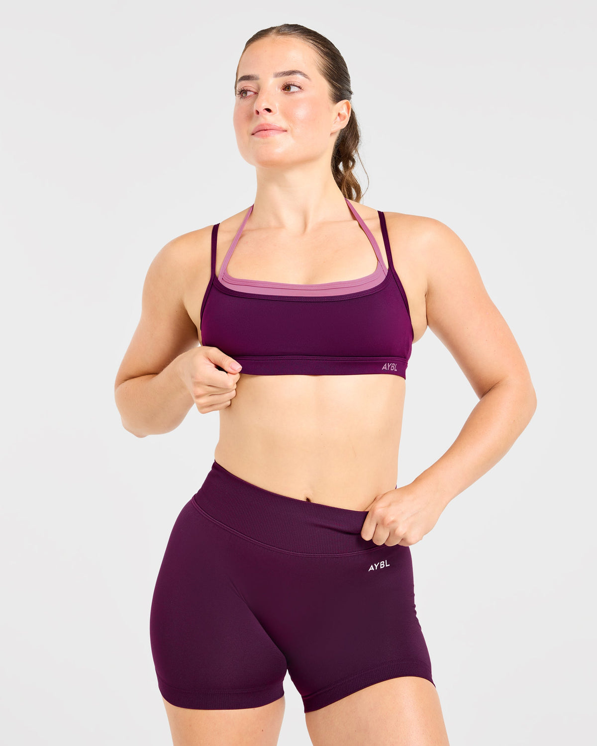 Essential Double Layer Sports Bra - Midnight Plum