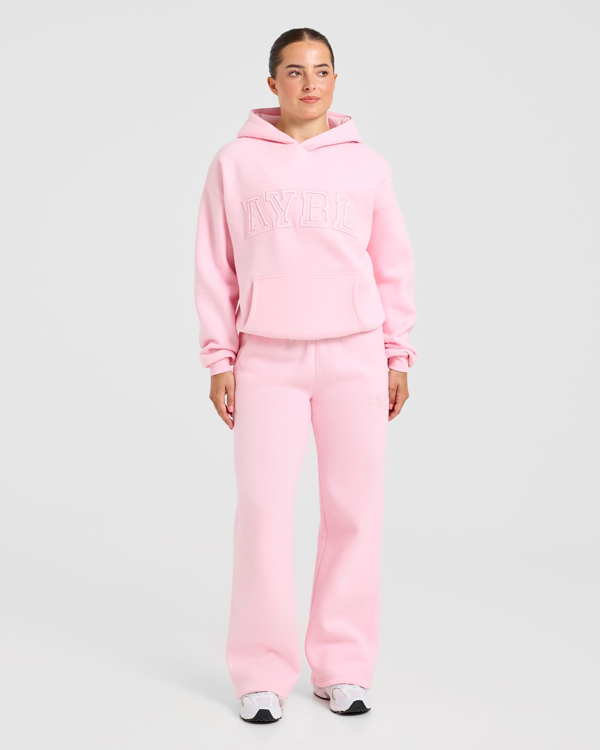Varsity Applique Oversized Hoodie - Baby Rose