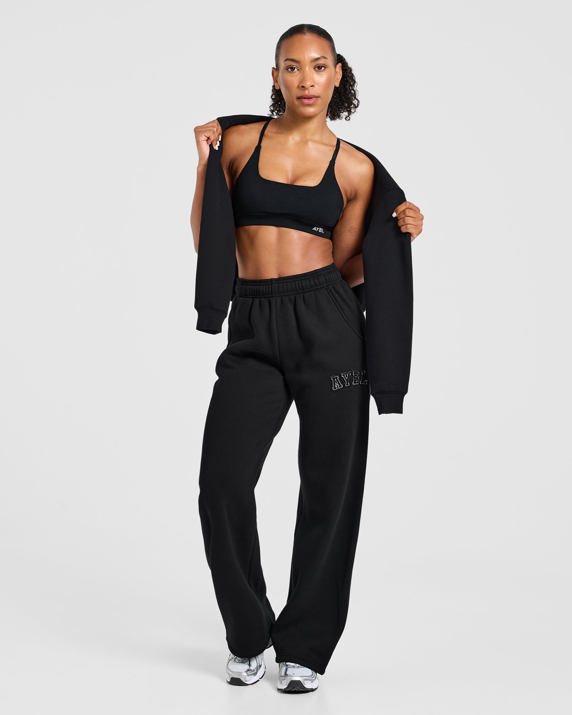Varsity Applique Oversized Straight Leg Joggers - Noir