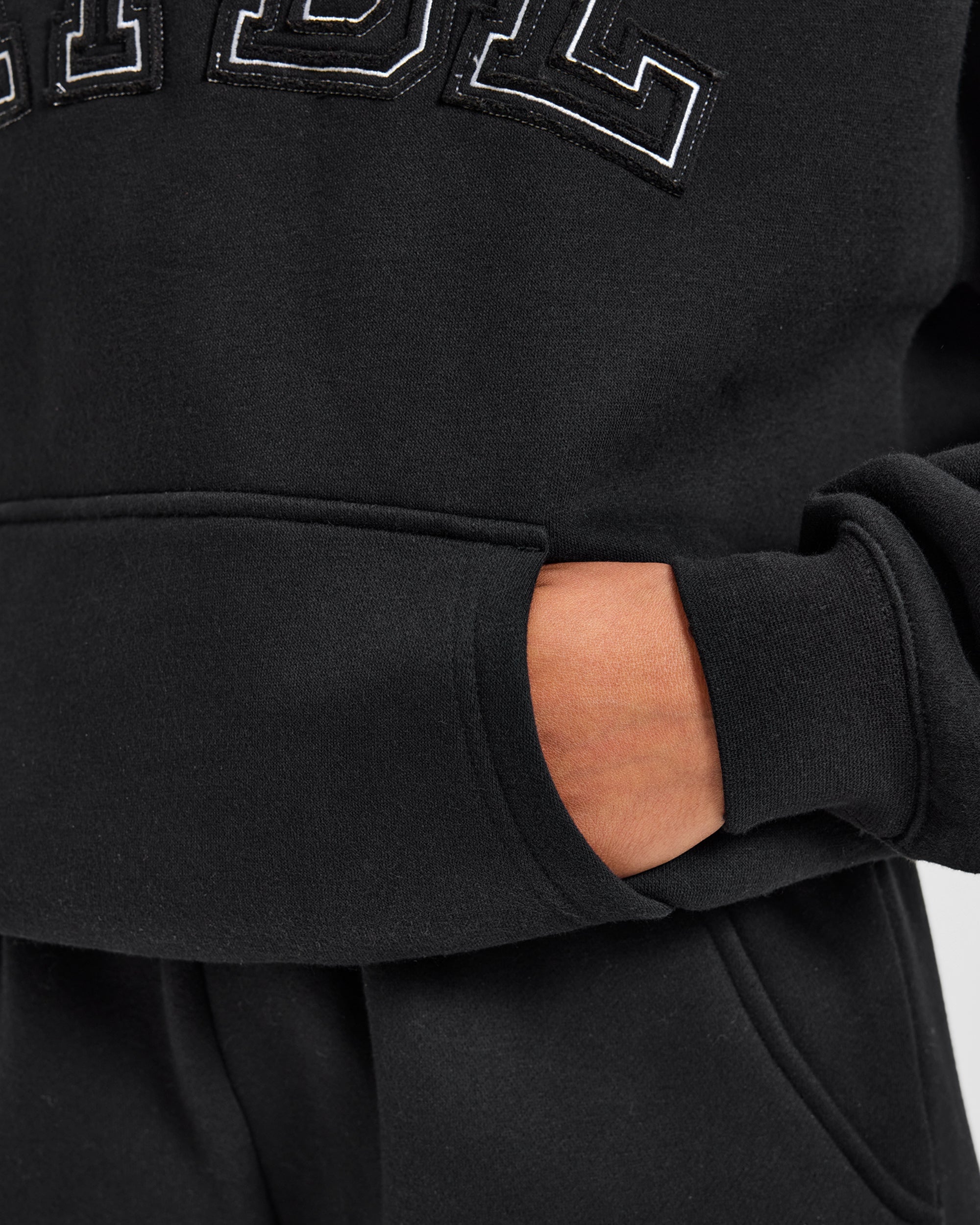 Varsity Applique Oversized Hoodie - Noir