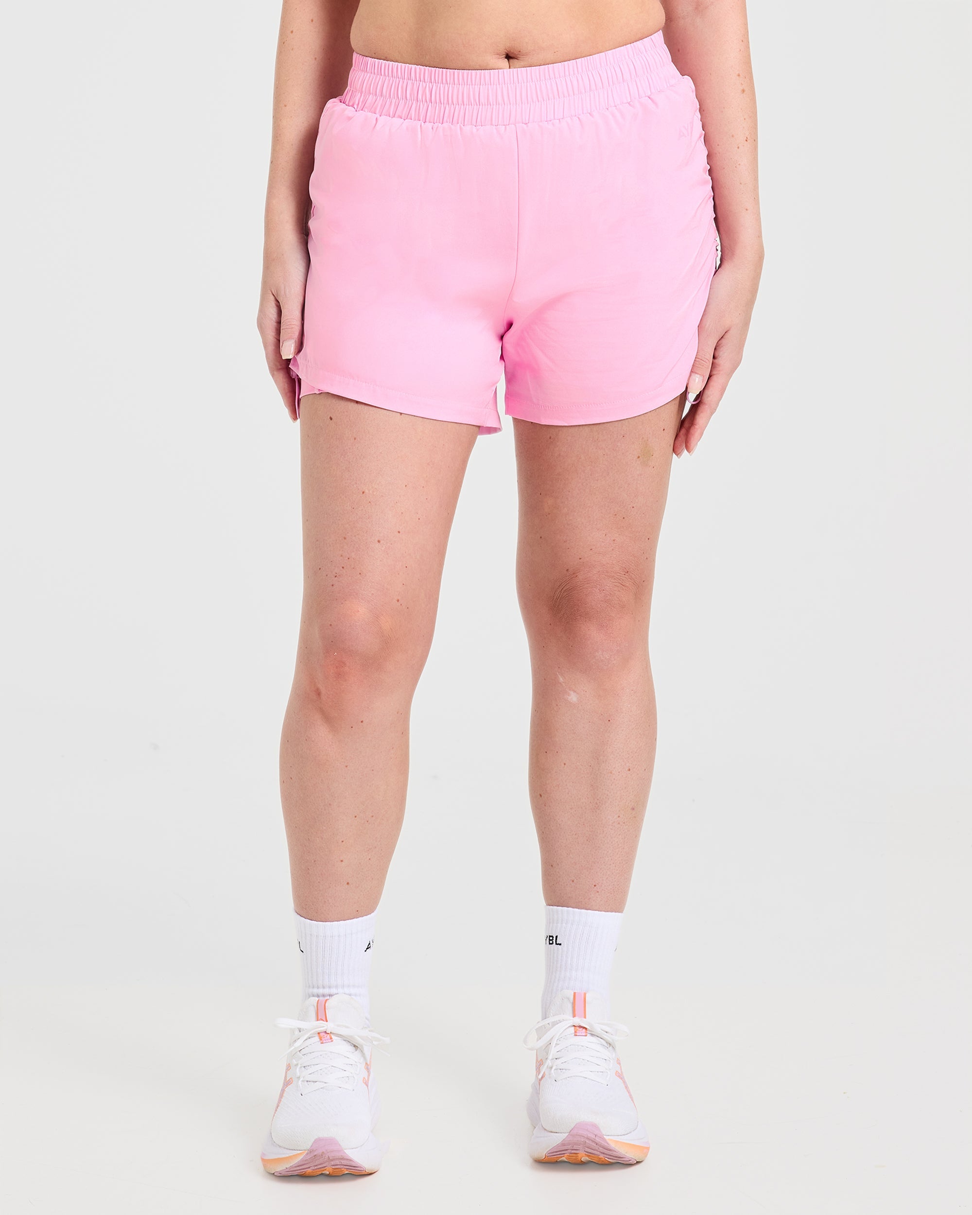 Run Ruched Shorts - Spring Rose