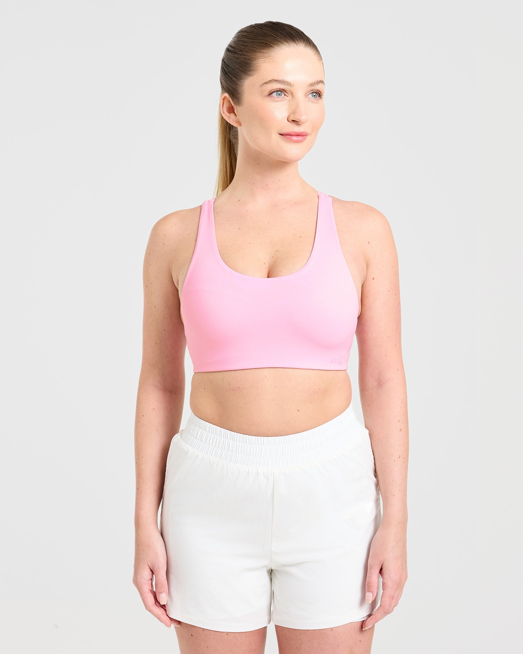 Run Cross Back Sports Bra - Spring Rose