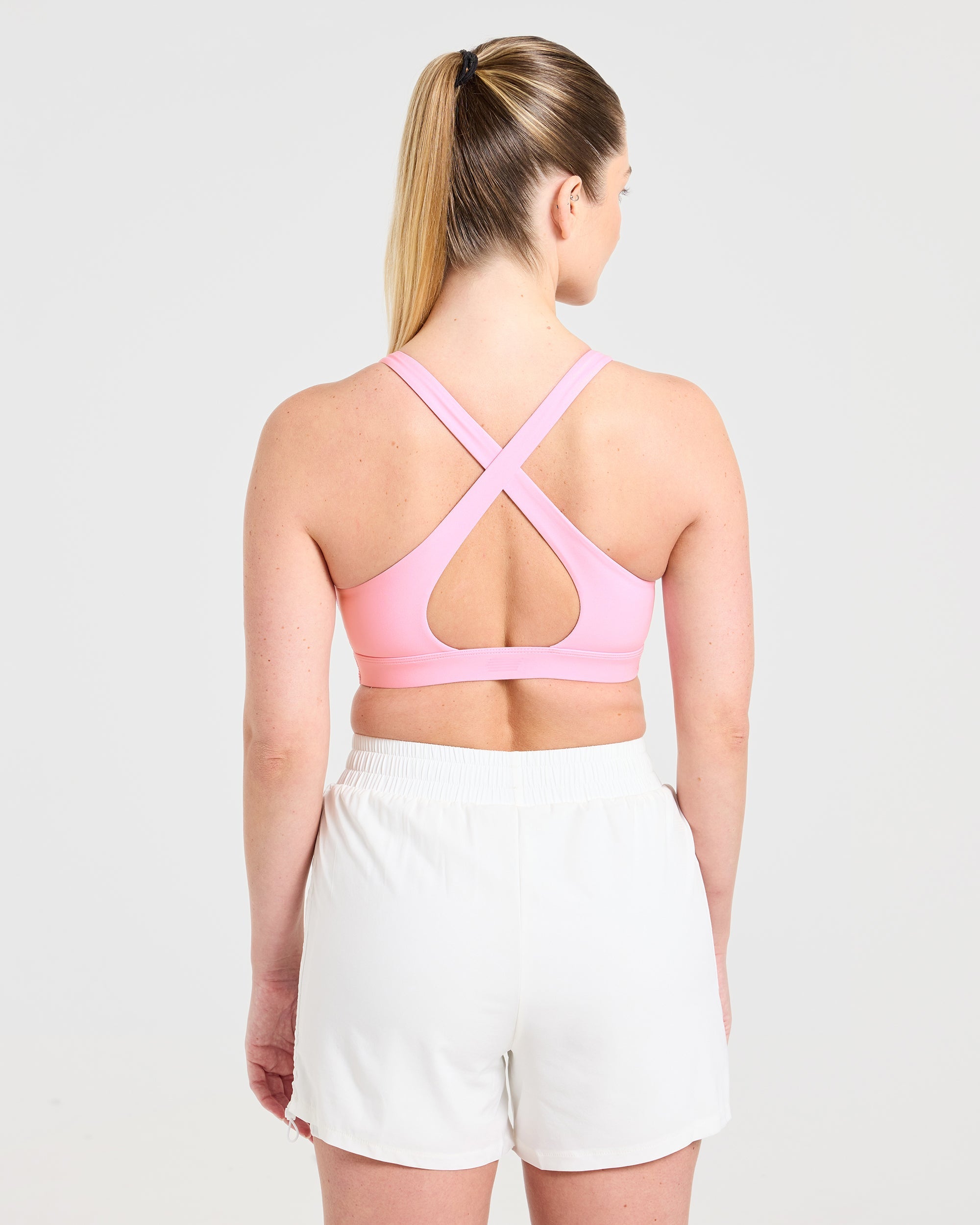 Run Cross Back Sports Bra - Spring Rose