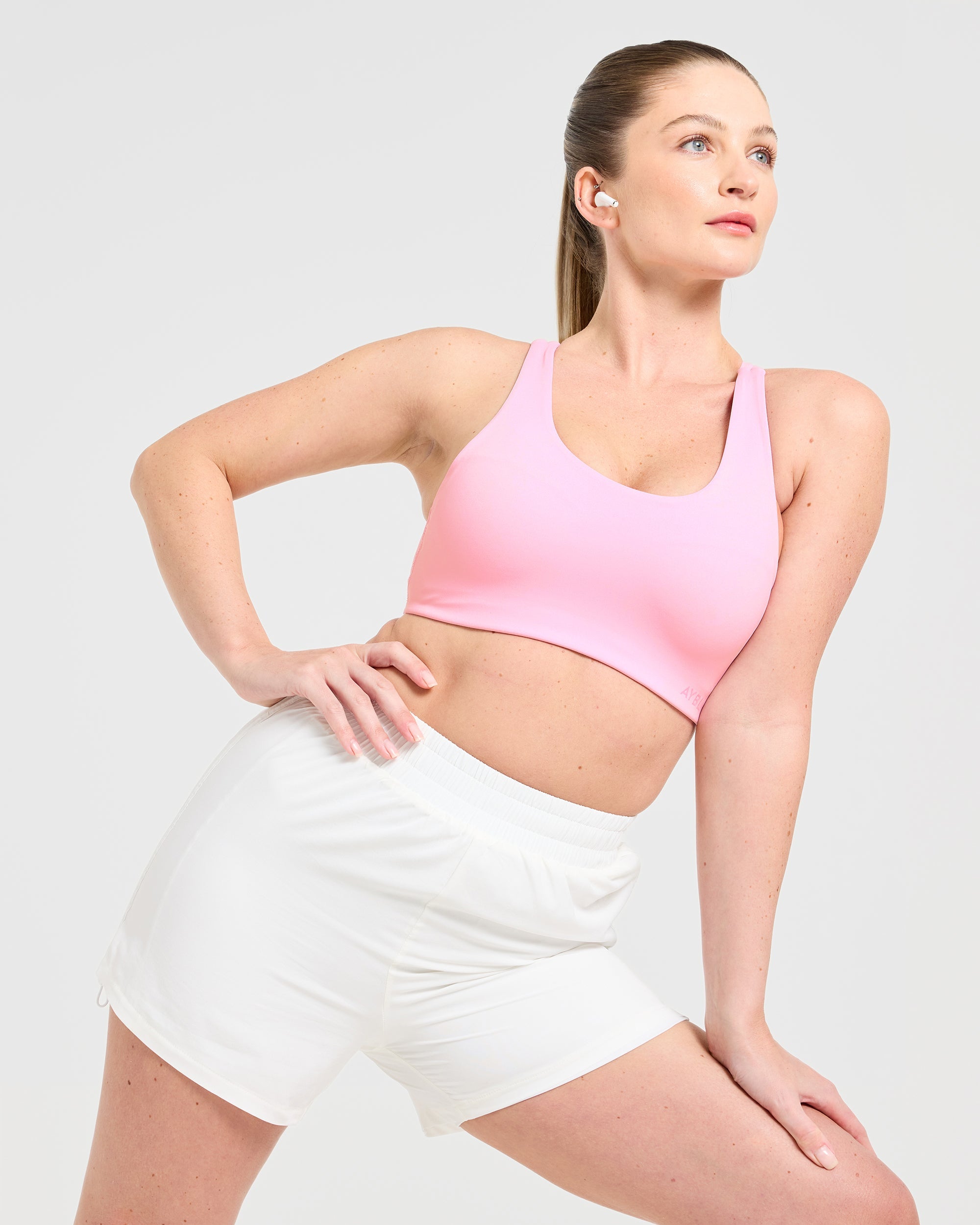 Run Cross Back Sports Bra - Spring Rose