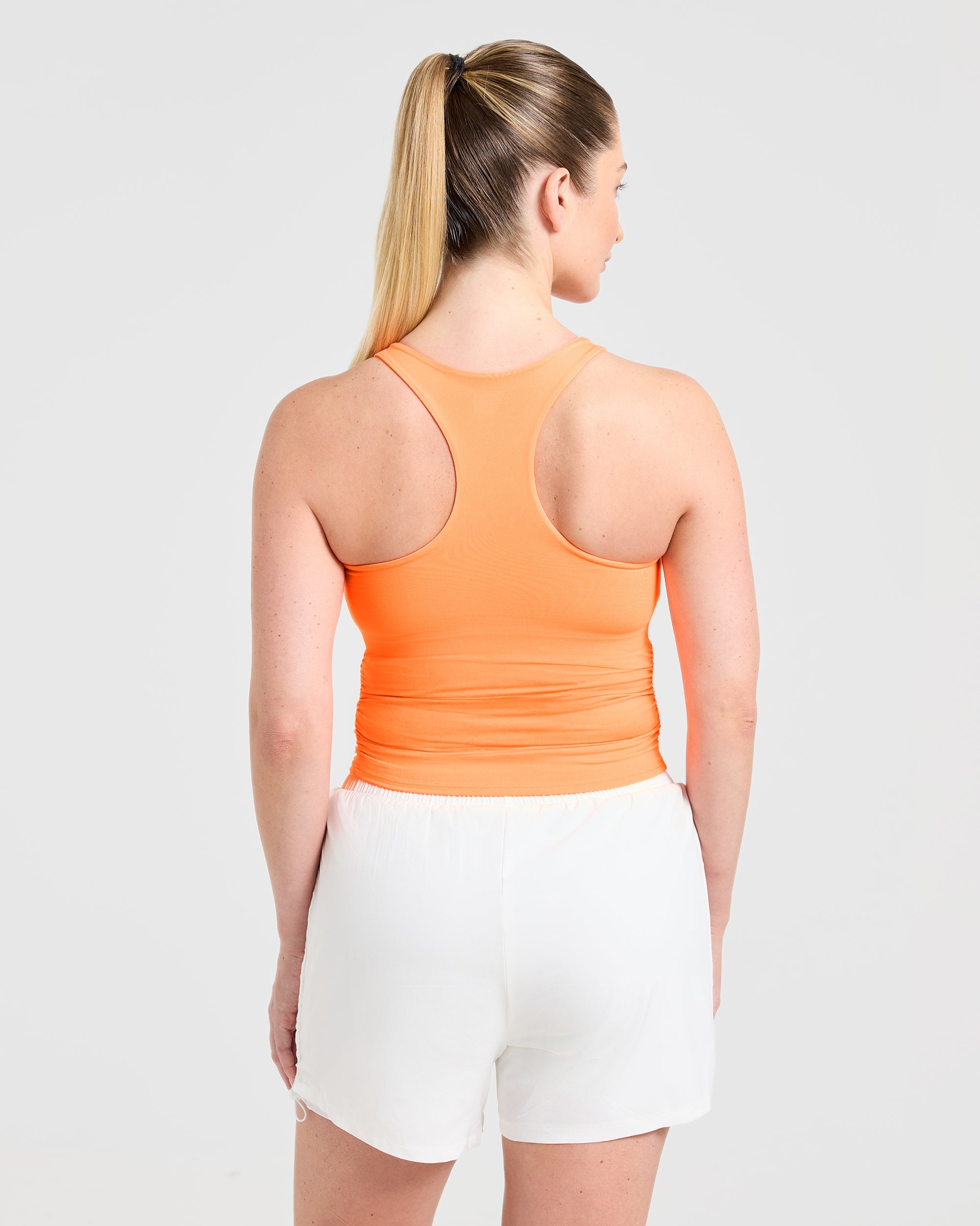 Run Ruched Tank - Vibrant Apricot