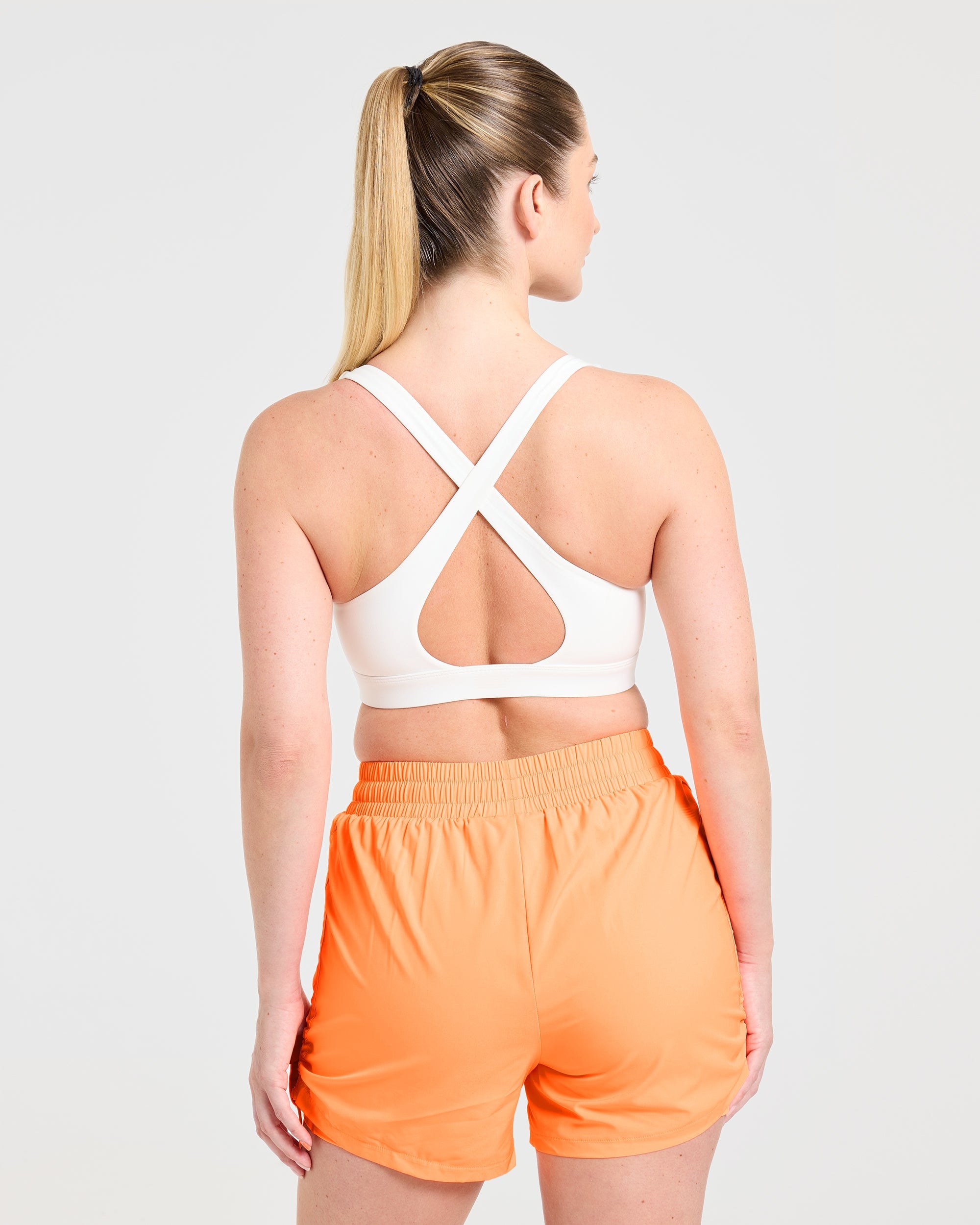Run Cross Back Sports Bra - Blanc