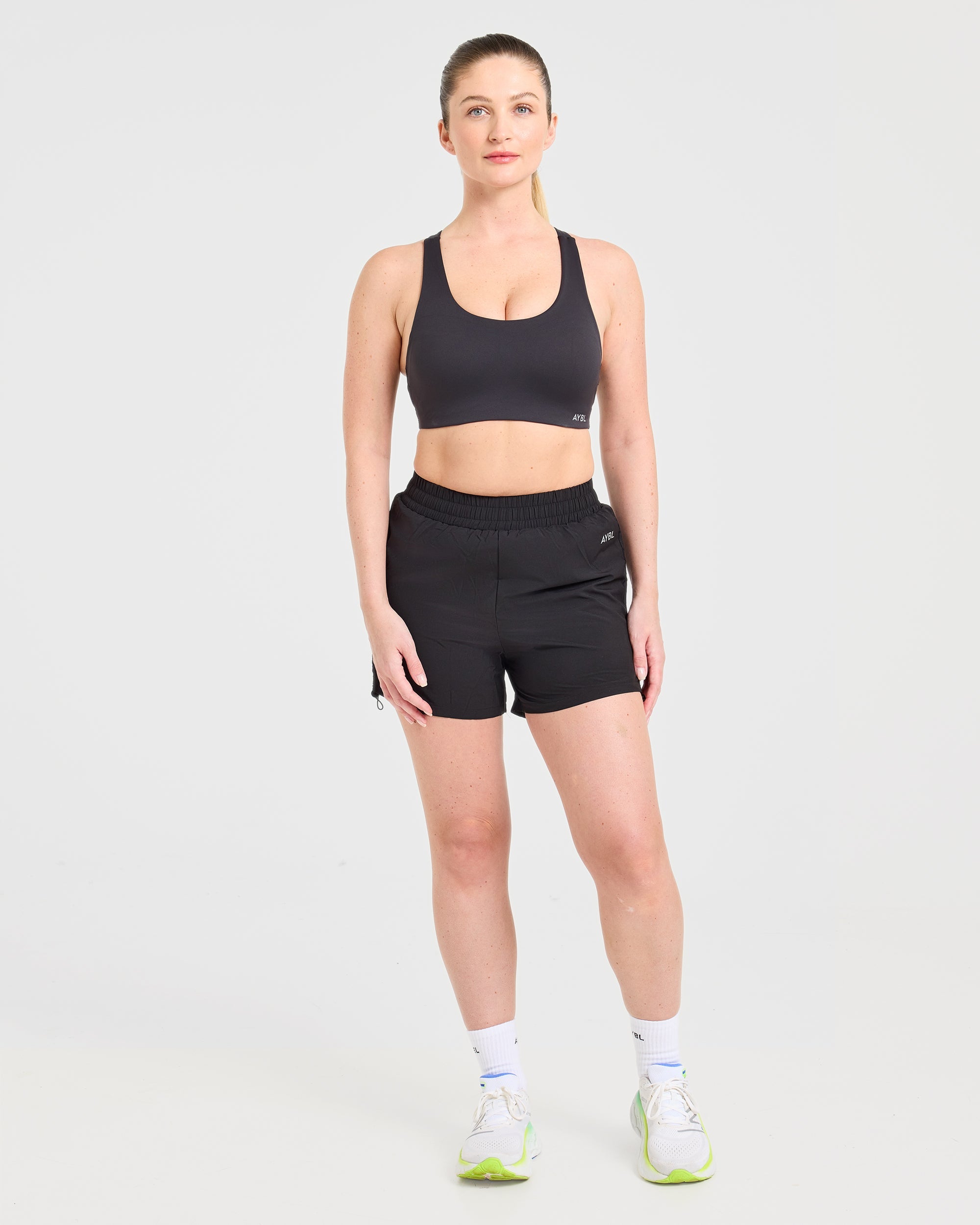 Run Cross Back Sports Bra - Noir