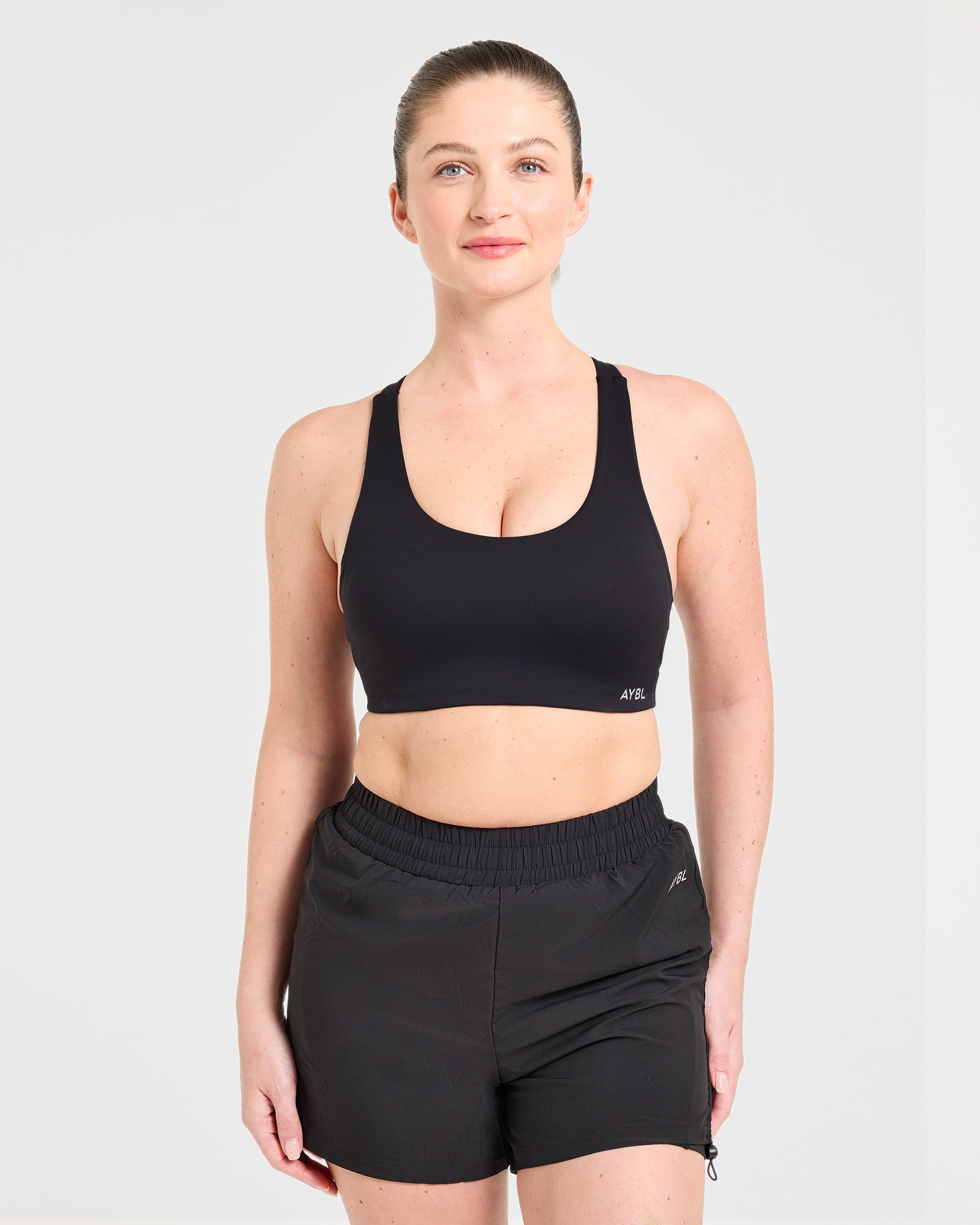 Run Cross Back Sports Bra - Noir