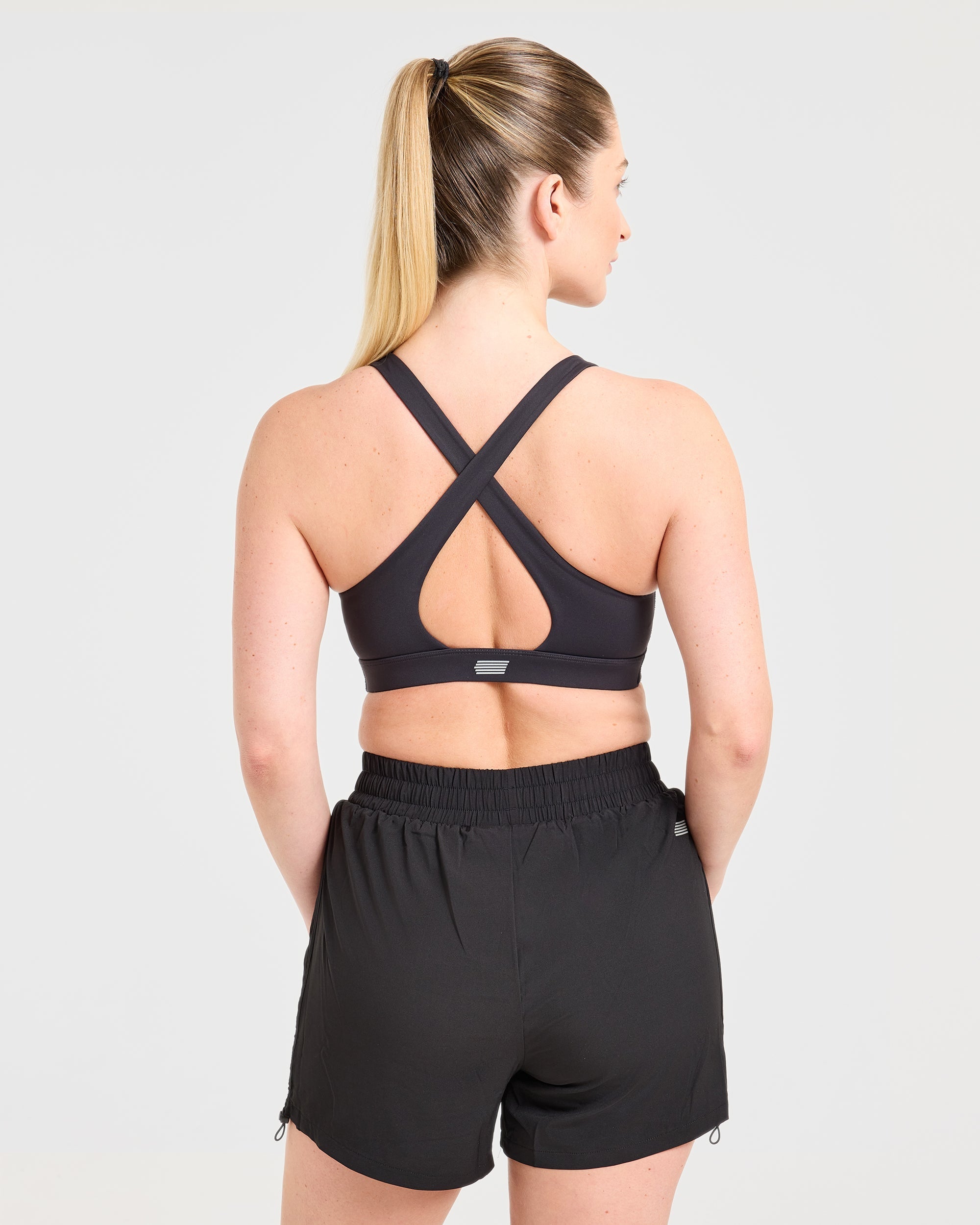 Run Cross Back Sports Bra - Noir