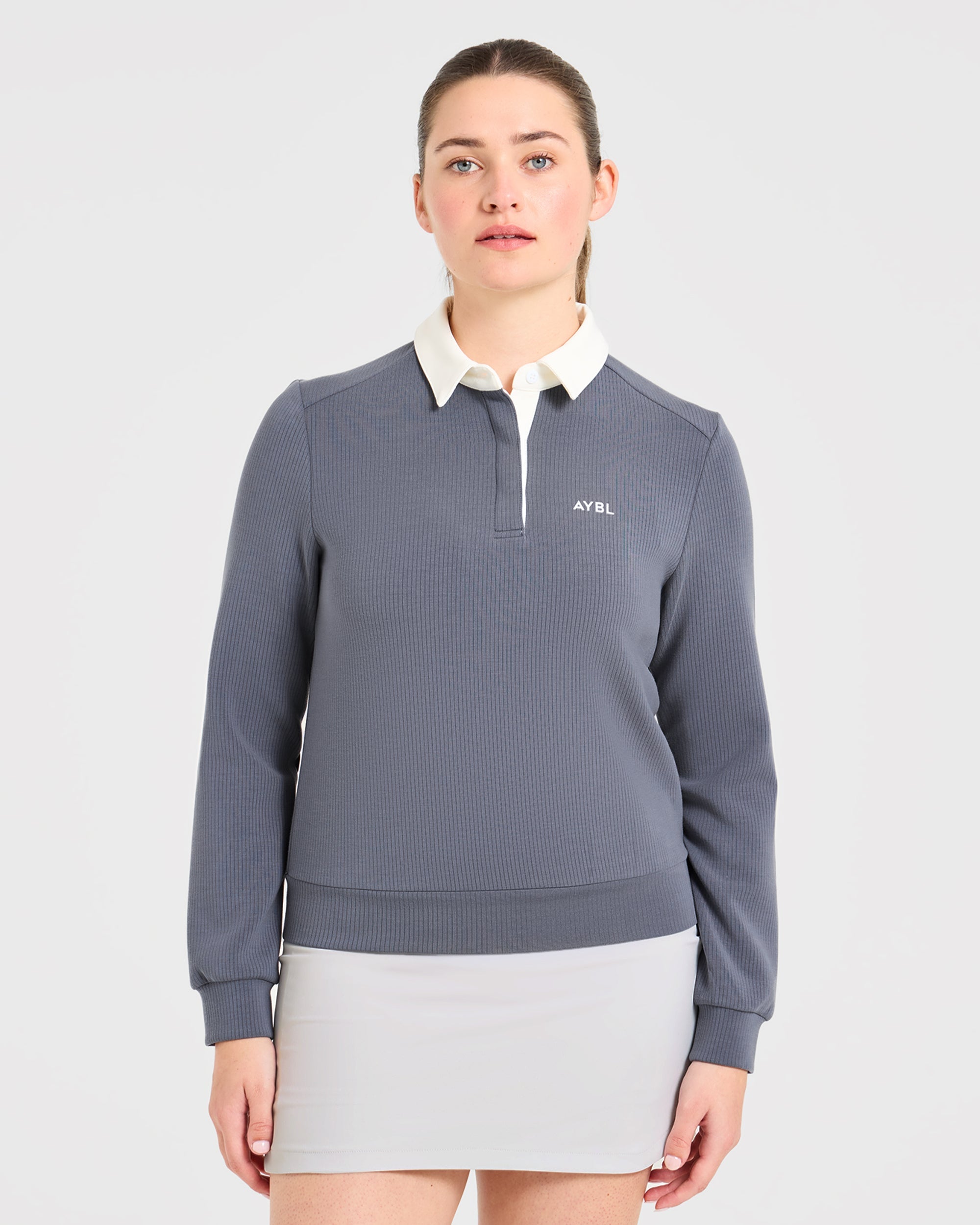 Signature Long Sleeve Polo - Steel Bleu