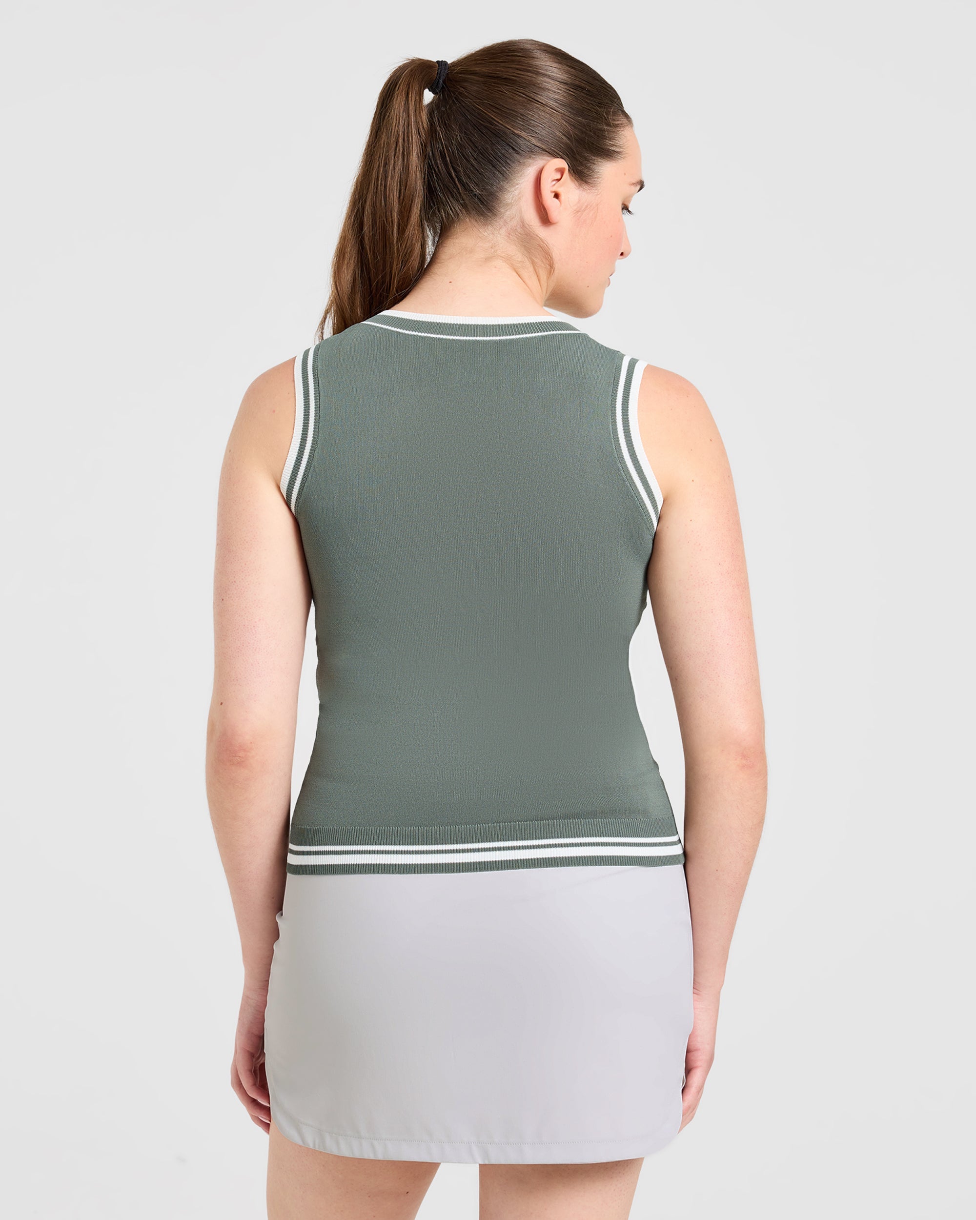 Classic Knitted V Neck Vest - Hillside Vert