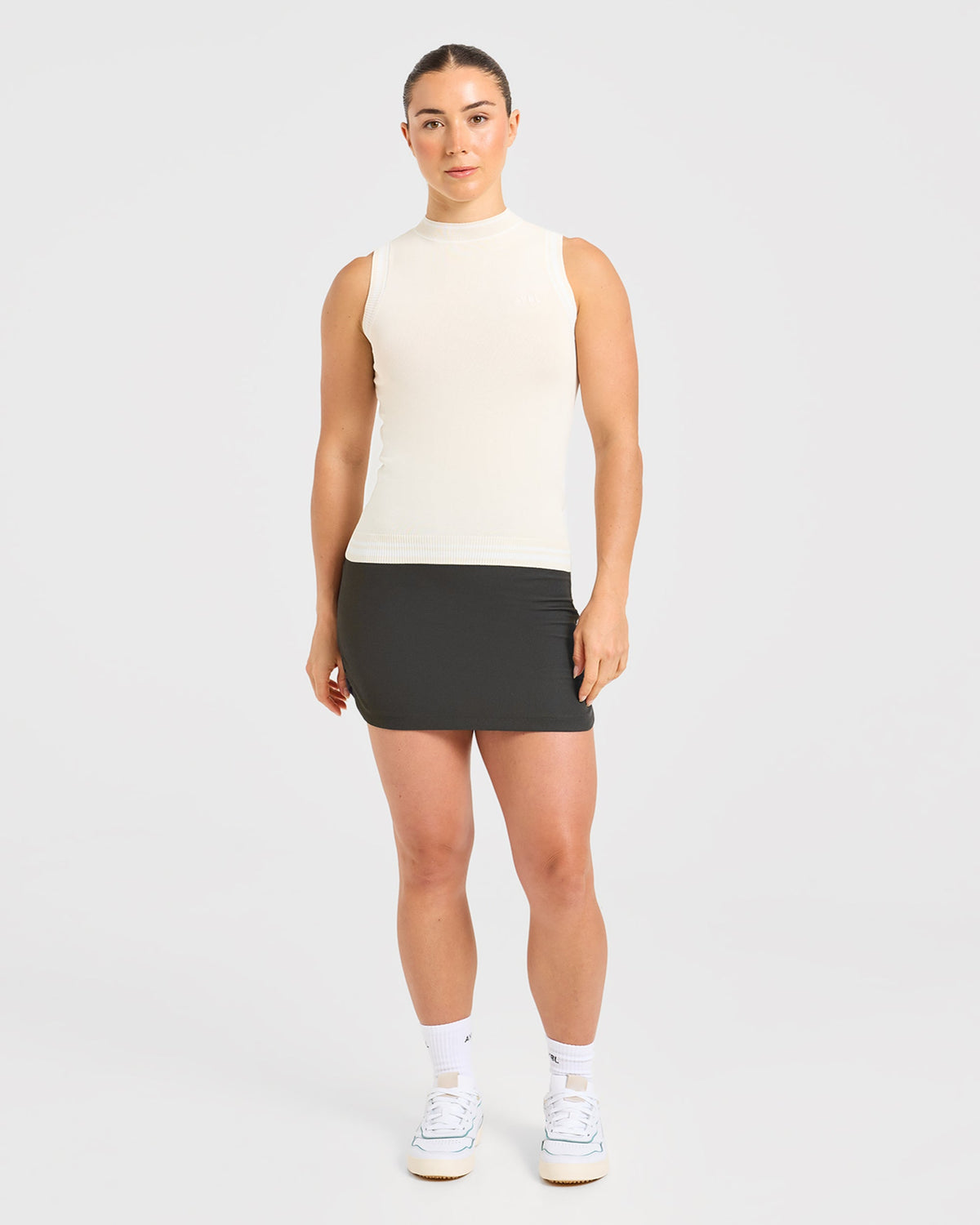 Classic Knitted High Neck Vest - Beige