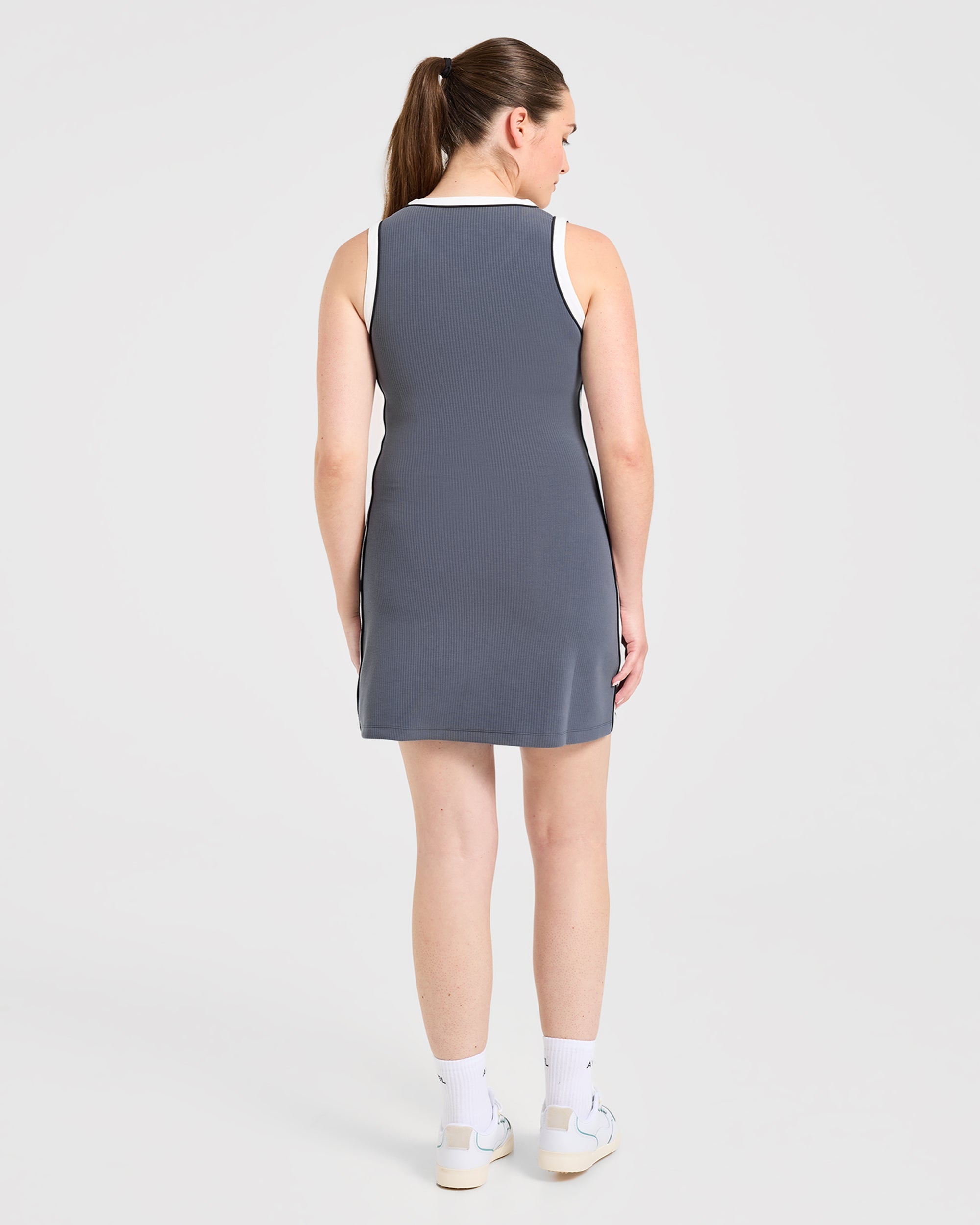 Signature V Neck Dress - Steel Bleu