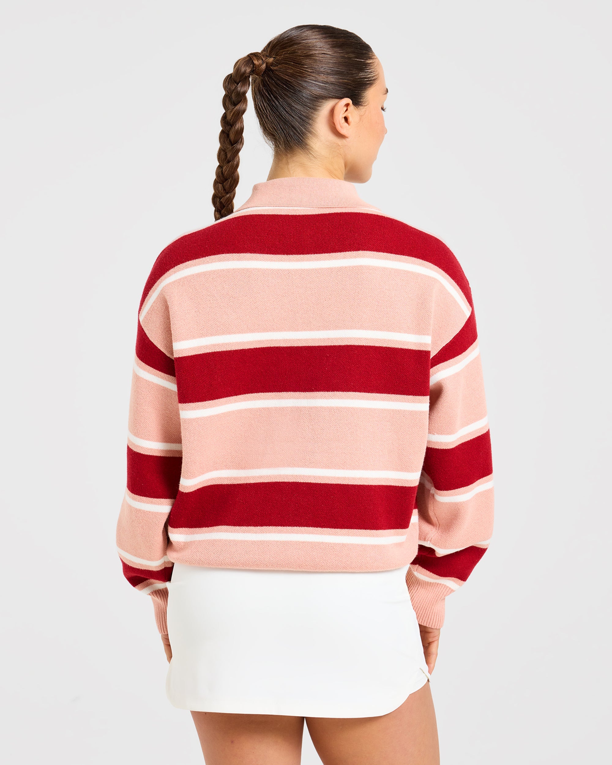 Signature Relaxed Knitted Polo - Burgundy/Rose