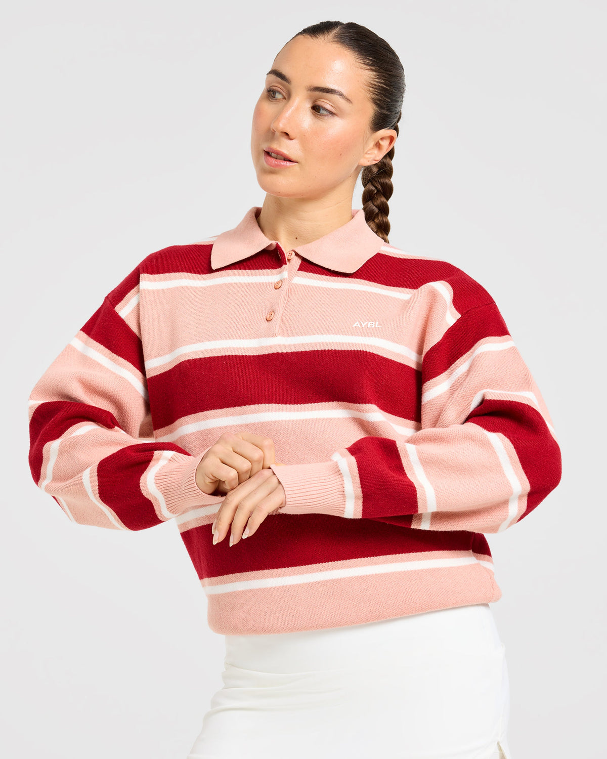 Signature Relaxed Knitted Polo - Burgundy/Rose