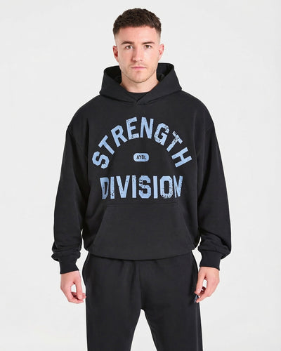 Strength Division Oversized Hoodie - Noir/Bleu