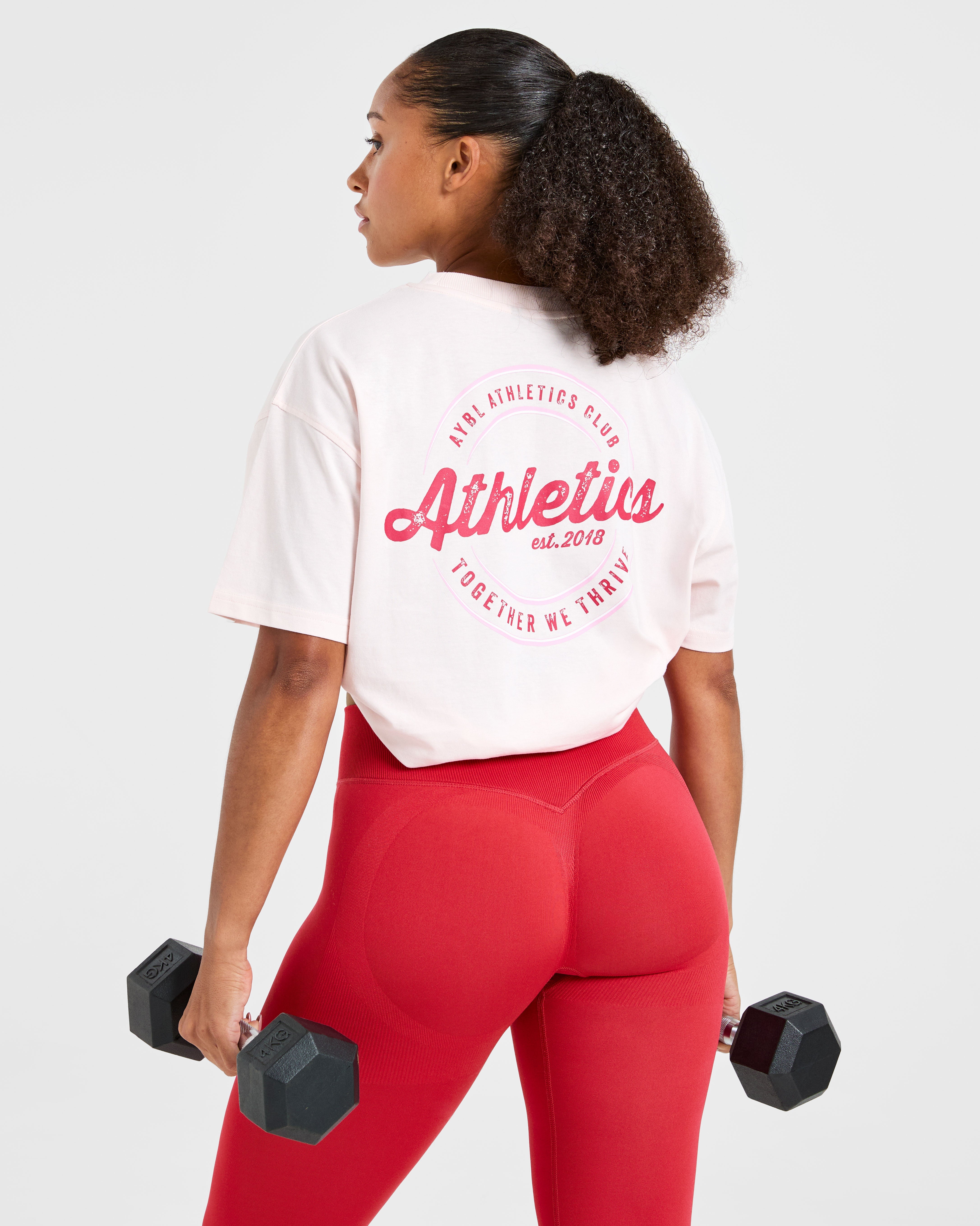 Retro Athletics Club Oversized T Shirt - Rose