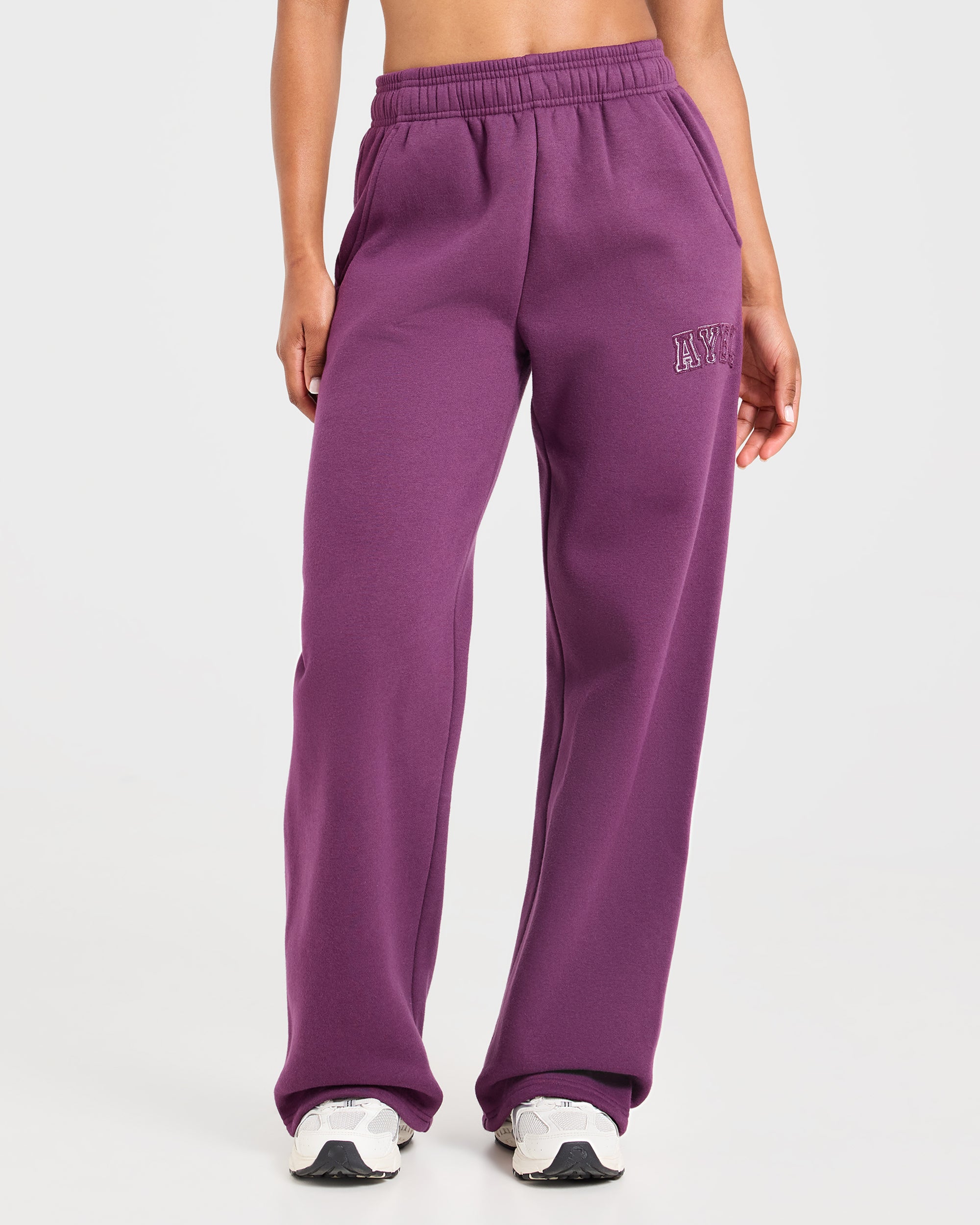 Varsity Applique Oversized Straight Leg Joggers - Plum