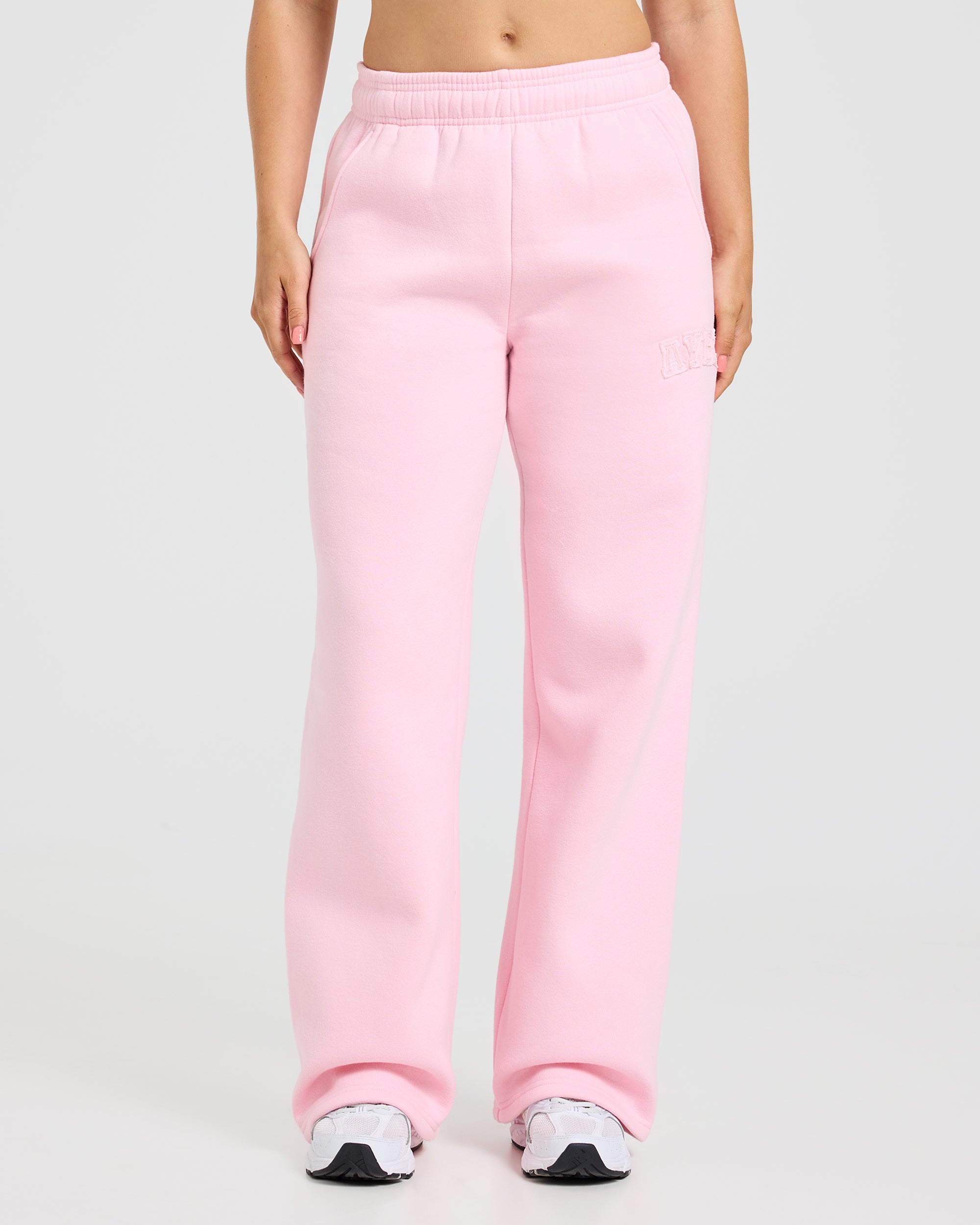 Varsity Applique Oversized Straight Leg Joggers - Baby Rose