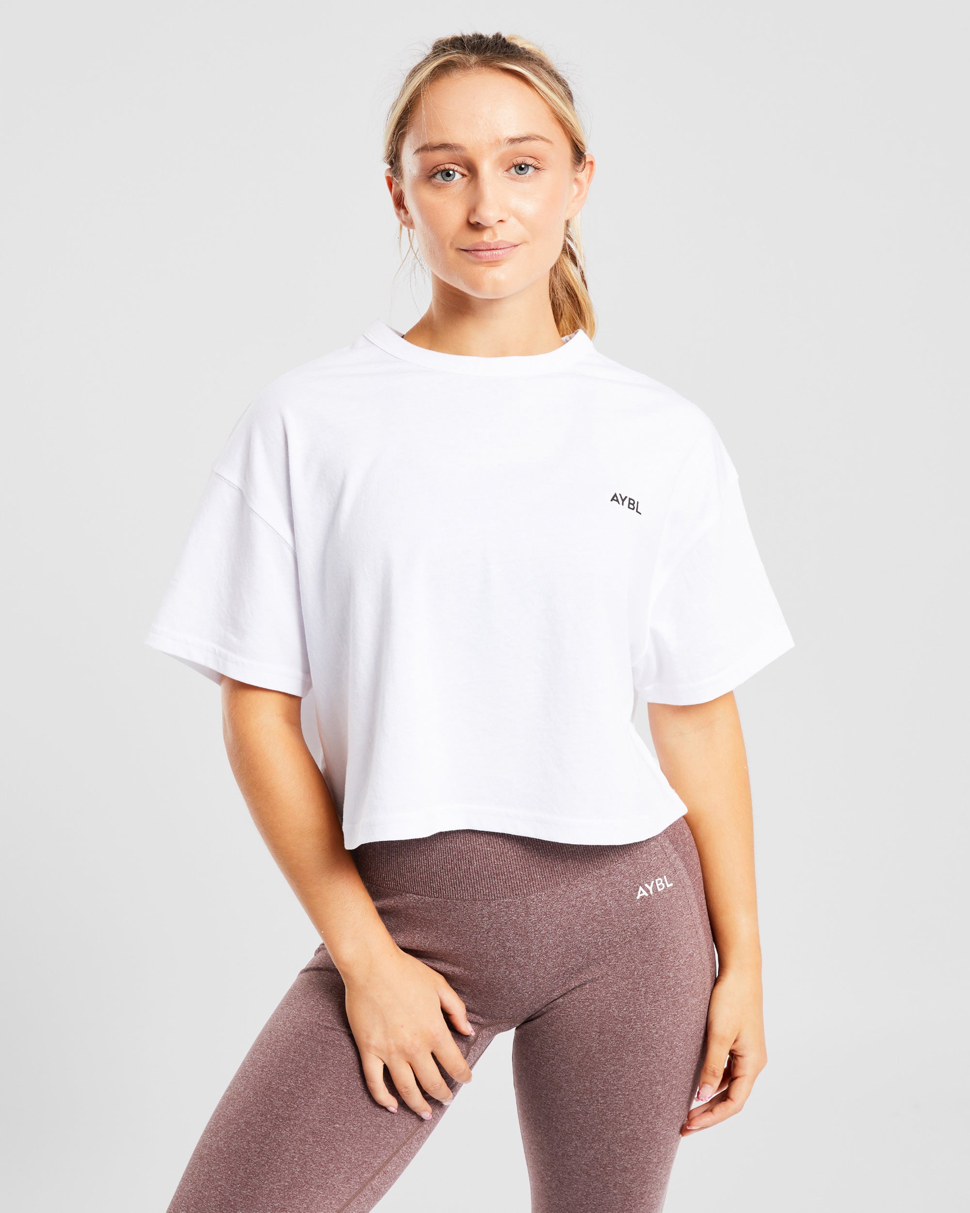 Essential Oversized Crop T Shirt - Blanc