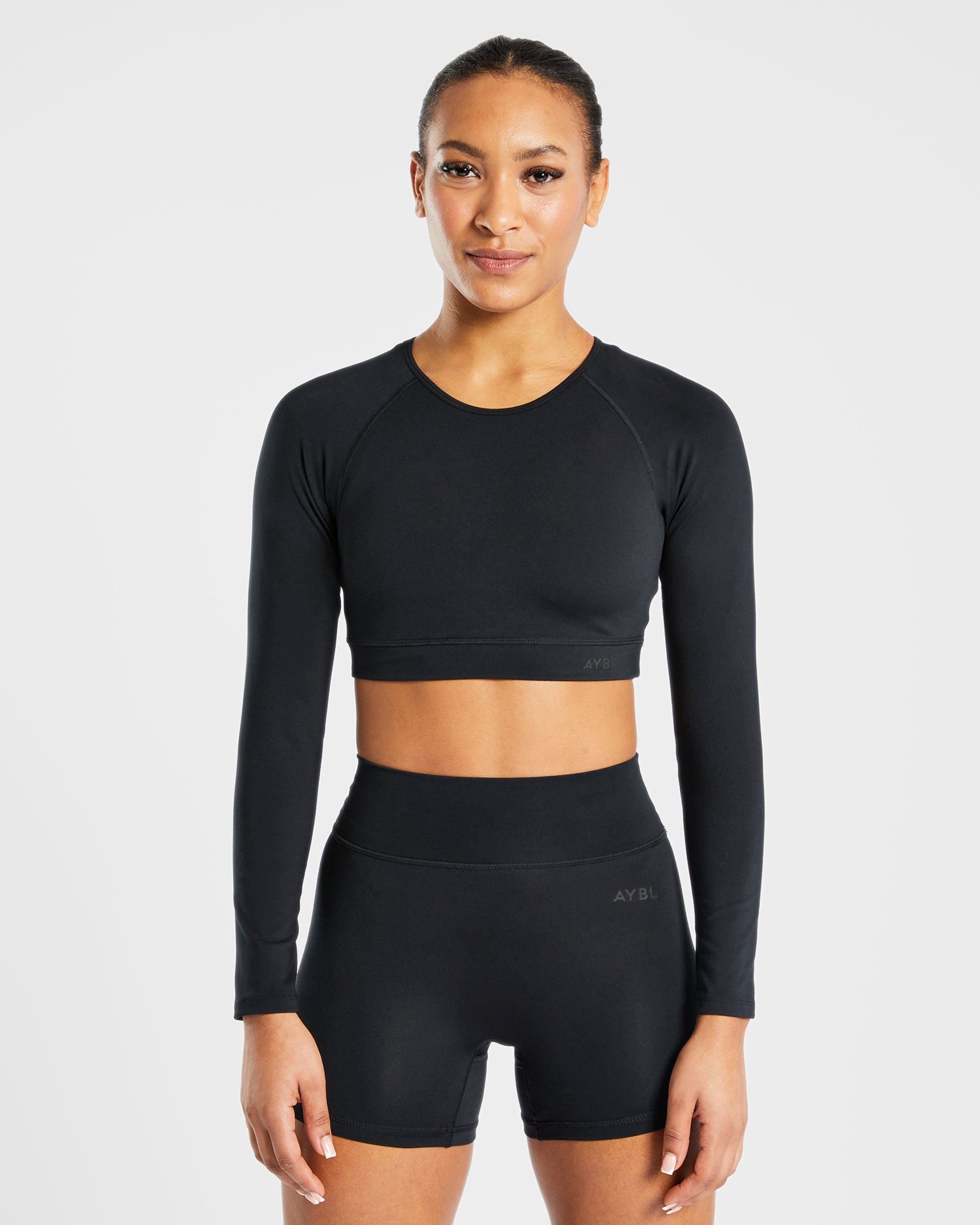 Staple Long Sleeve Crop Top - Noir