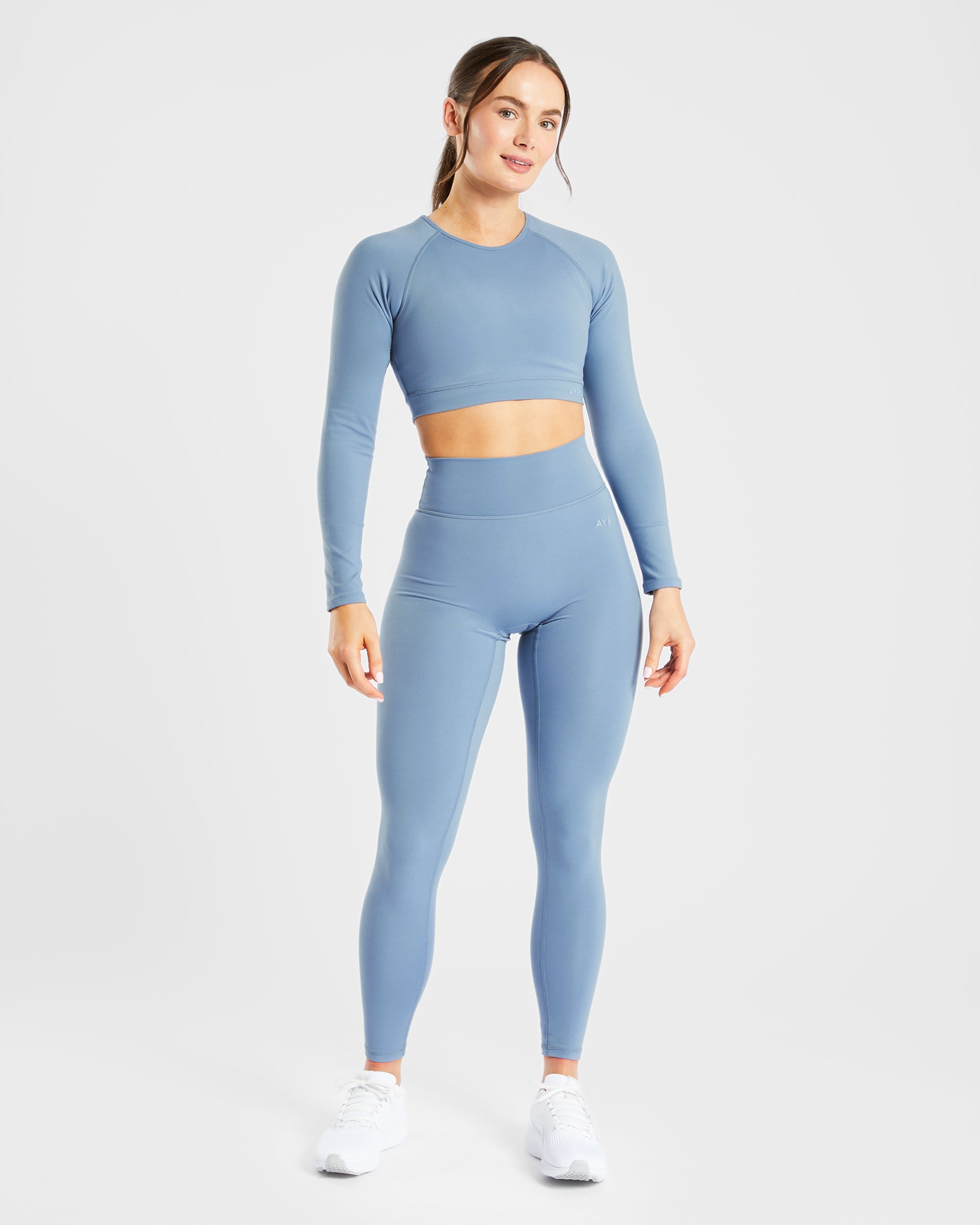 Staple Long Sleeve Crop Top - Slate Bleu