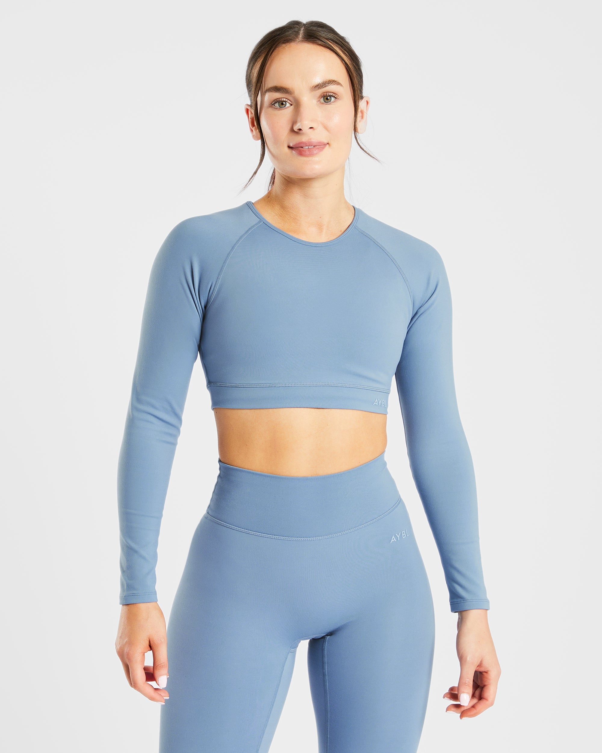 Staple Long Sleeve Crop Top - Slate Bleu