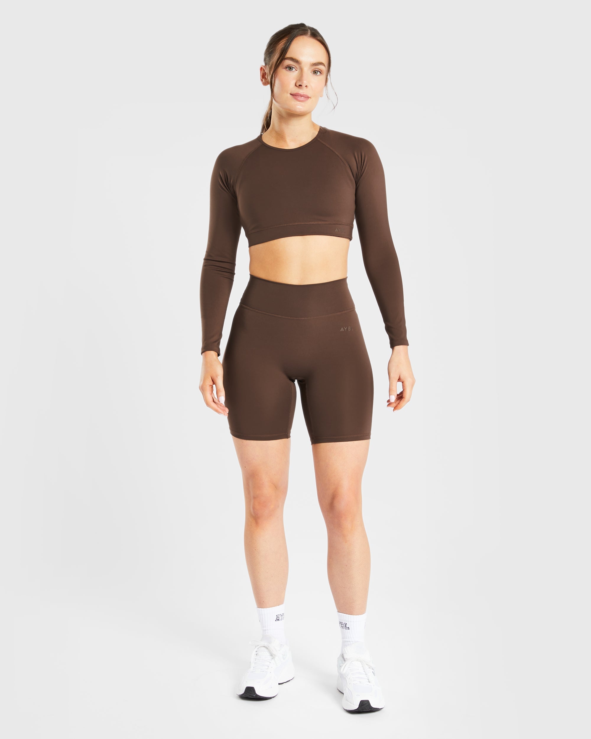 Staple Long Sleeve Crop Top - Marron