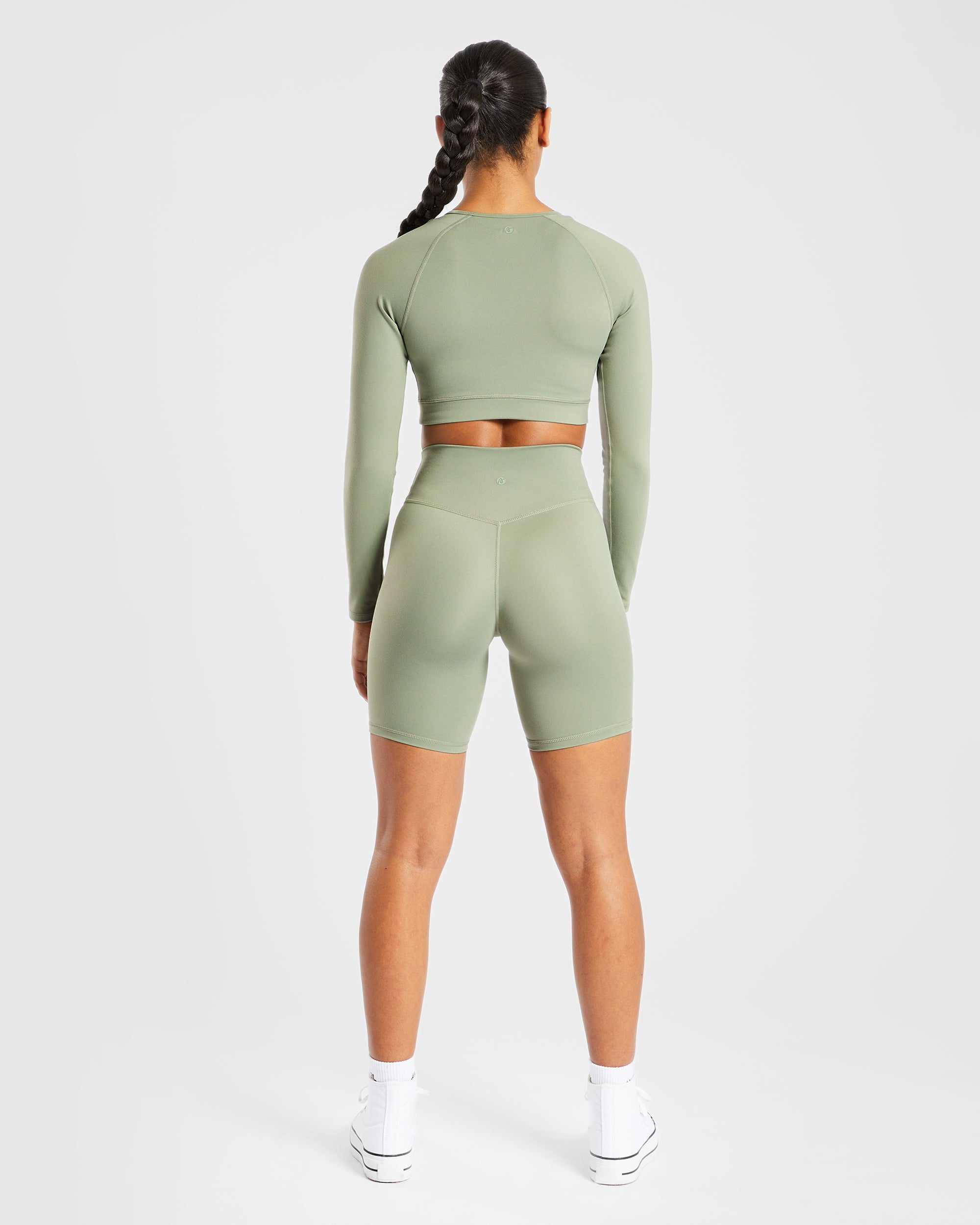 Staple Long Sleeve Crop Top - Olive Vert