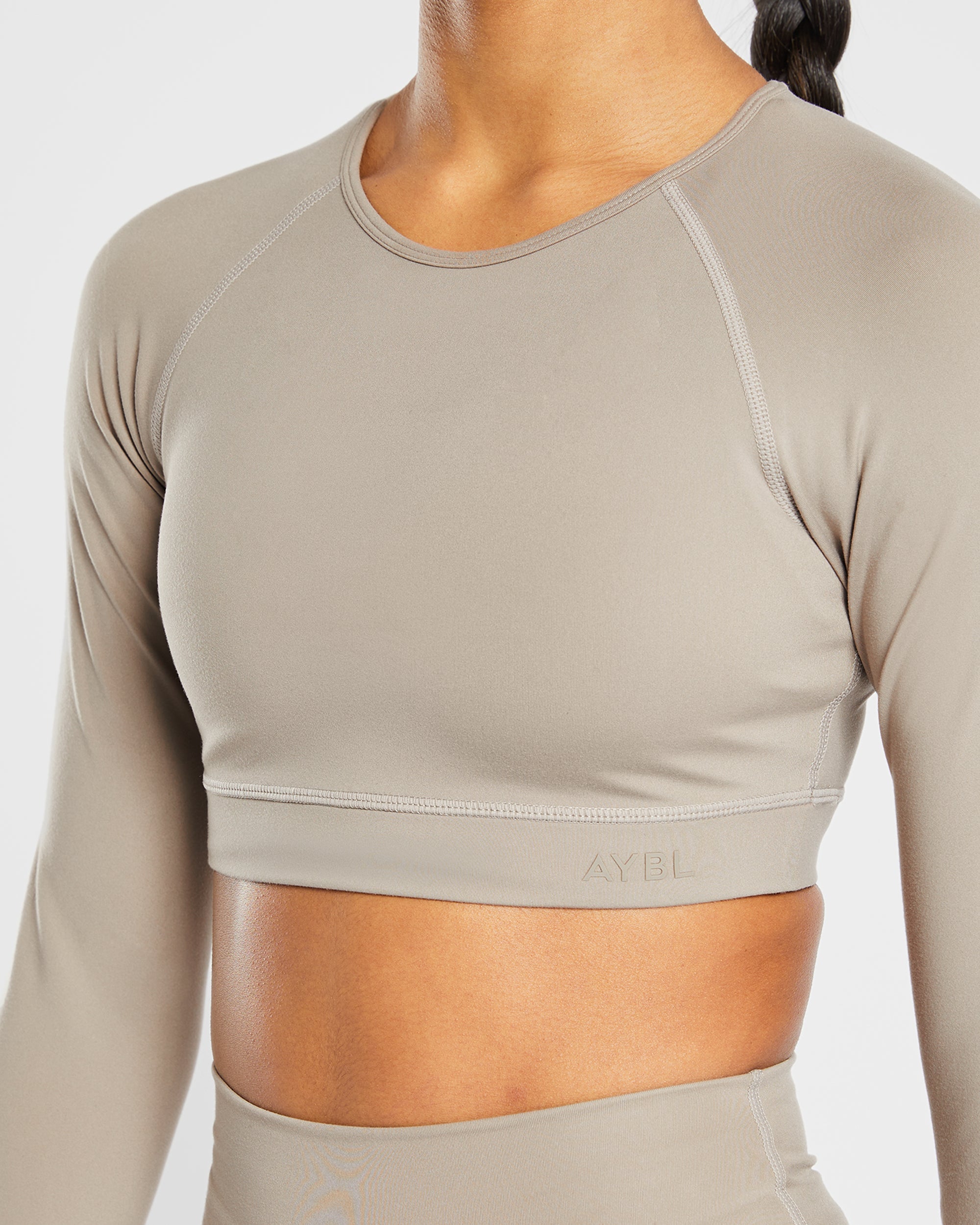 Staple Long Sleeve Crop Top - Muted Taupe