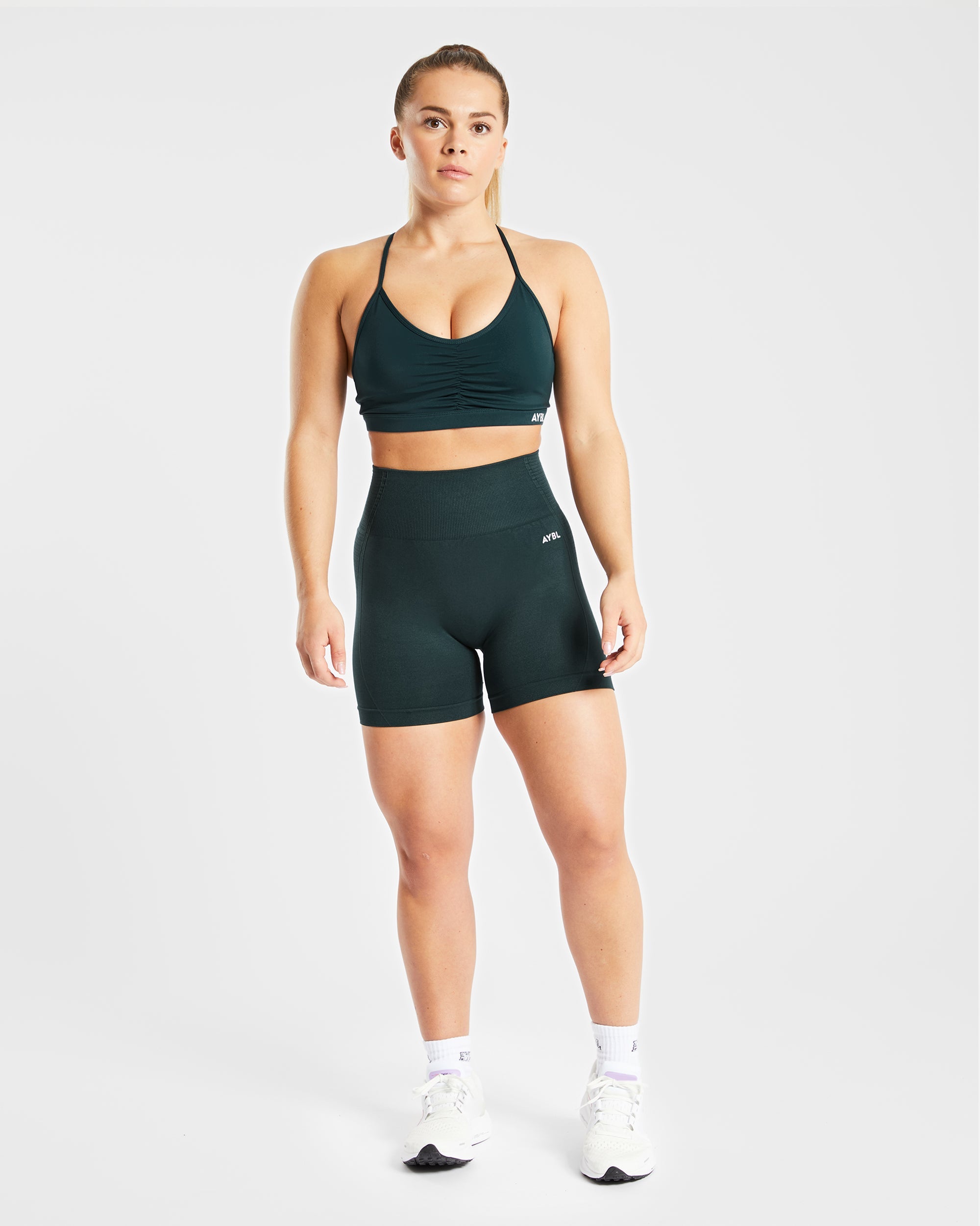 Essential Ruched Sports Bra - Forest Vert