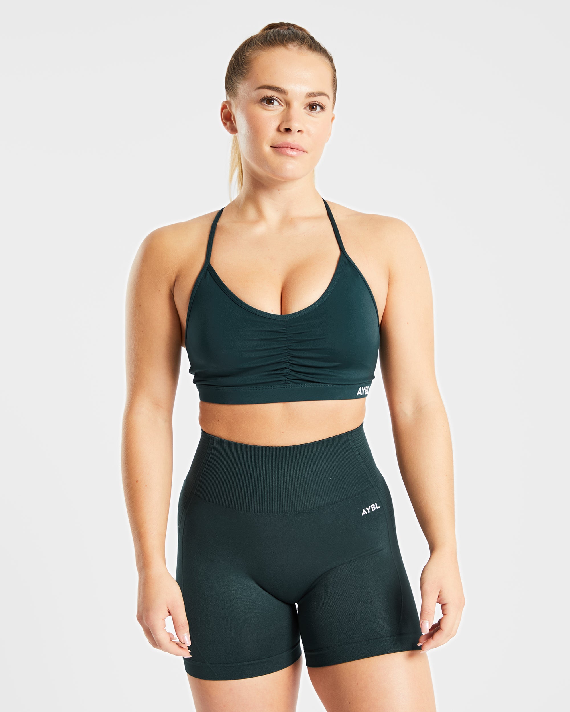 Essential Ruched Sports Bra - Forest Vert