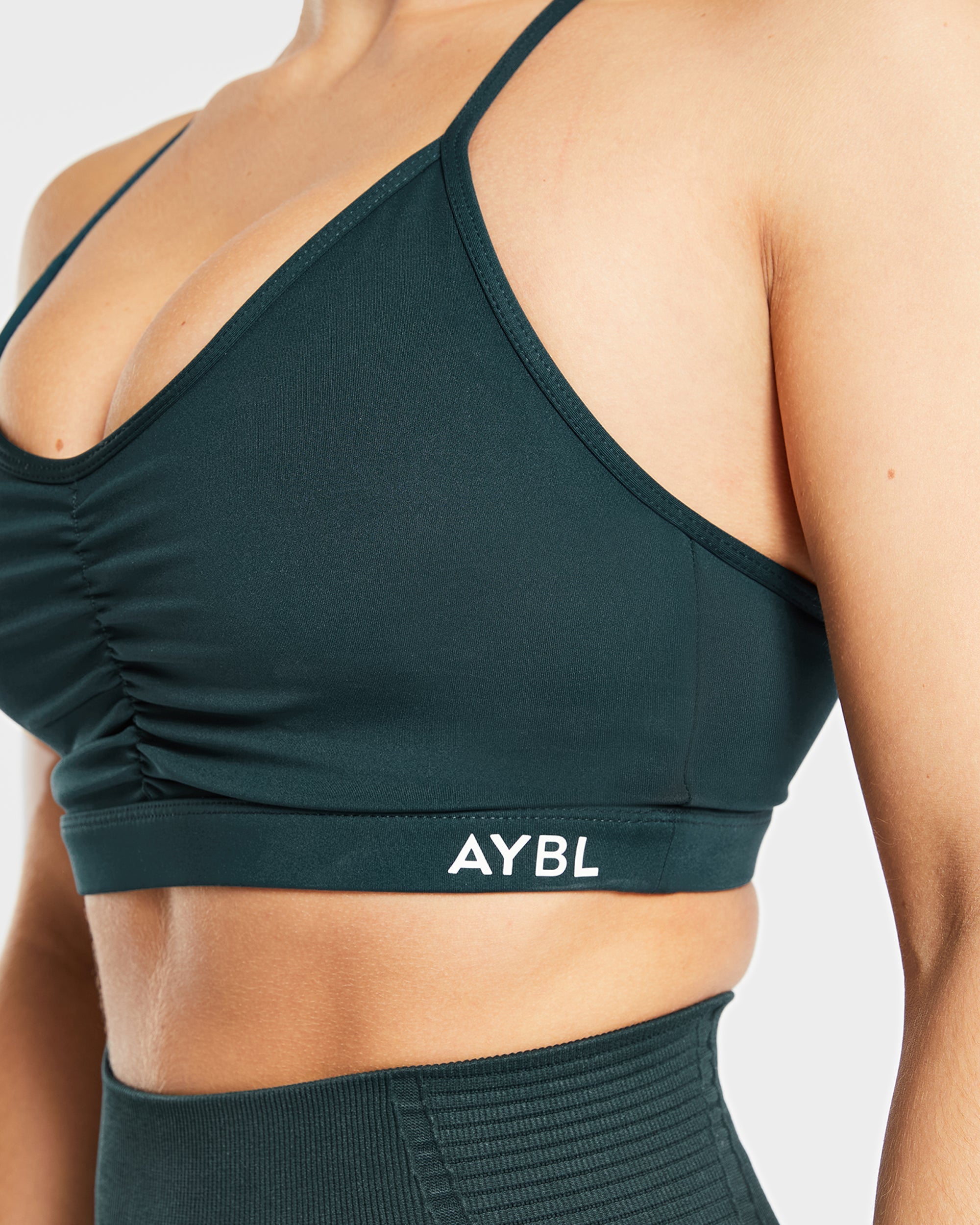 Essential Ruched Sports Bra - Forest Vert