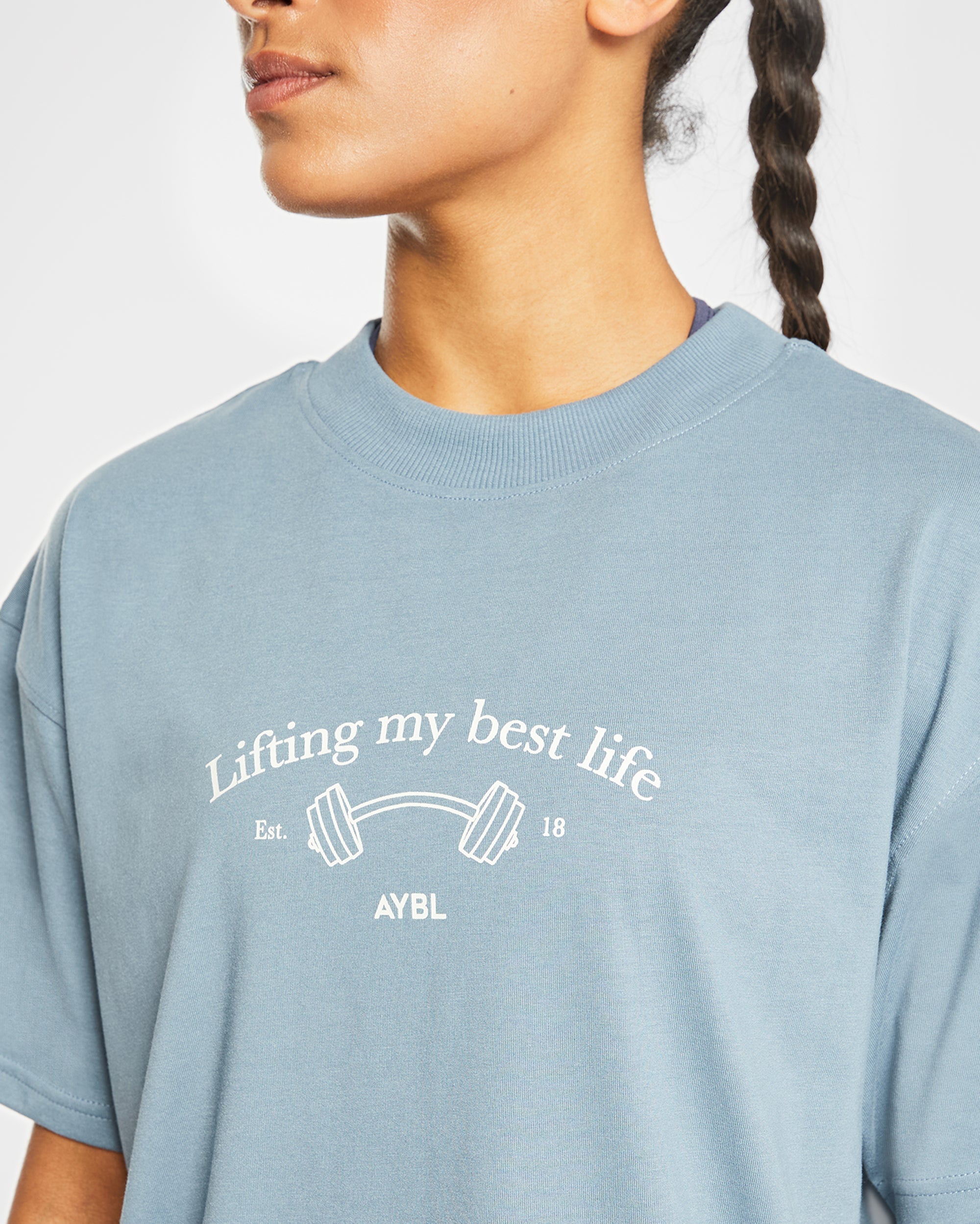 Lifting My Best Life Oversized T Shirt - Vintage Bleu