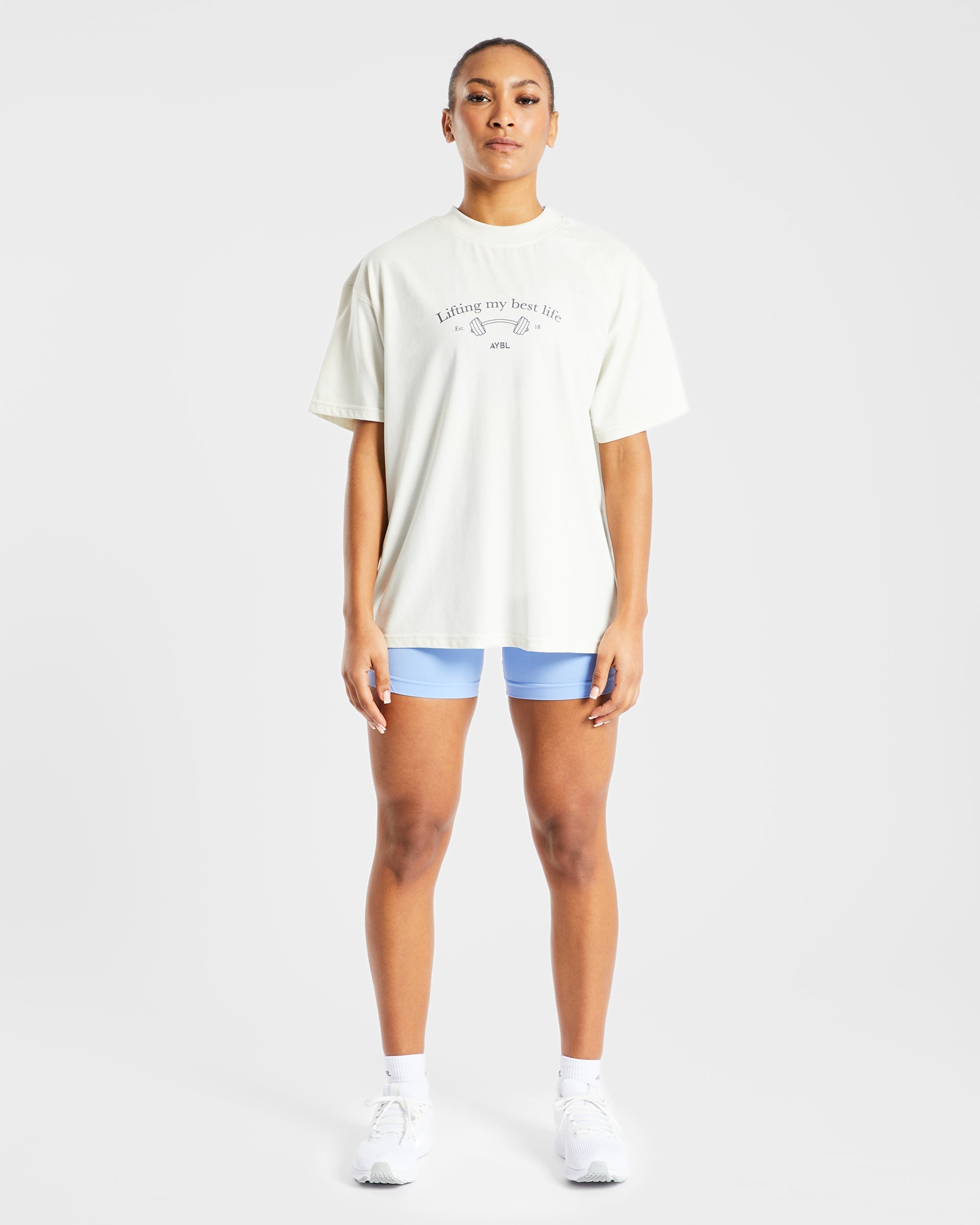 Lifting My Best Life Oversized T Shirt - Off Blanc