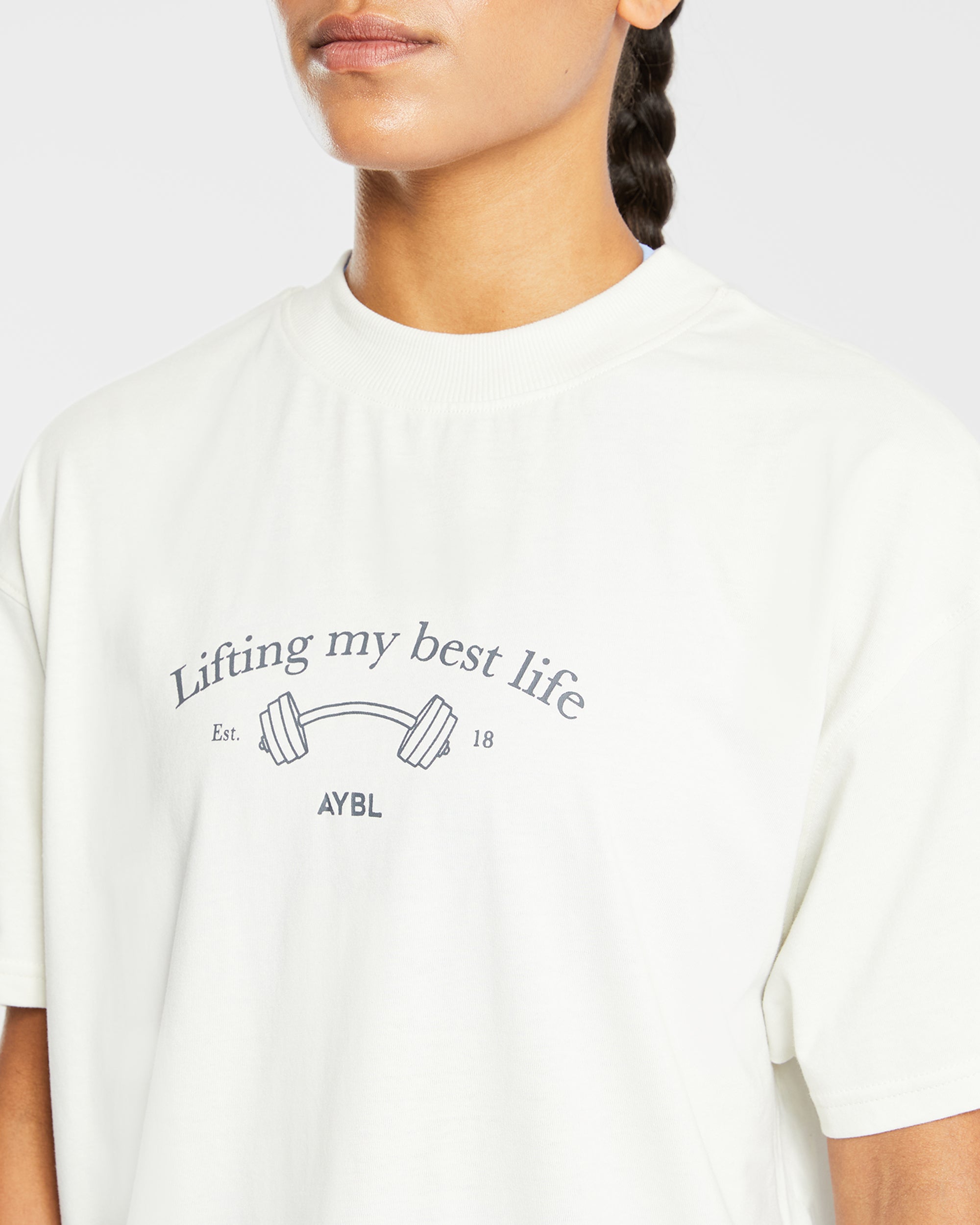 Lifting My Best Life Oversized T Shirt - Off Blanc