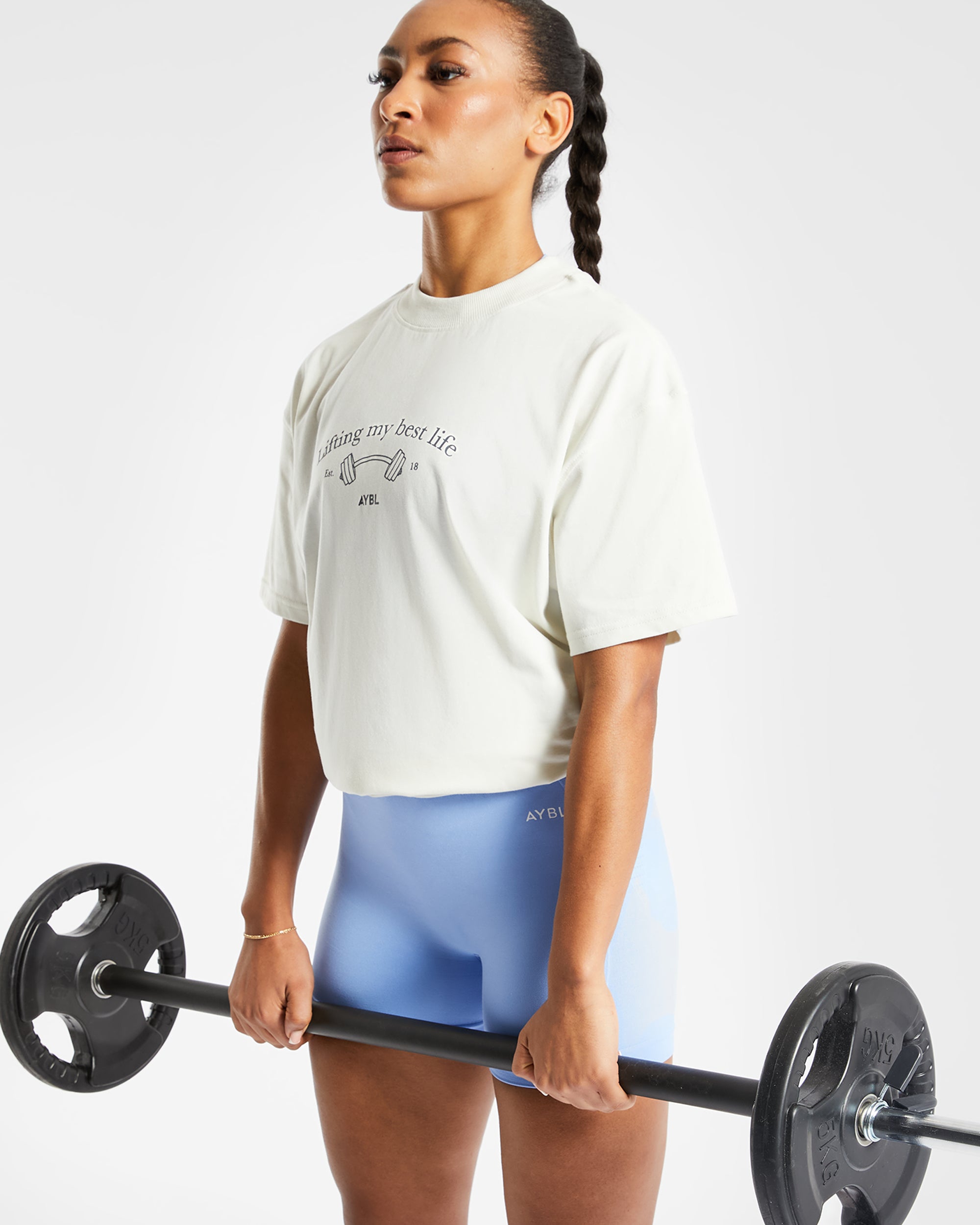 Lifting My Best Life Oversized T Shirt - Off Blanc