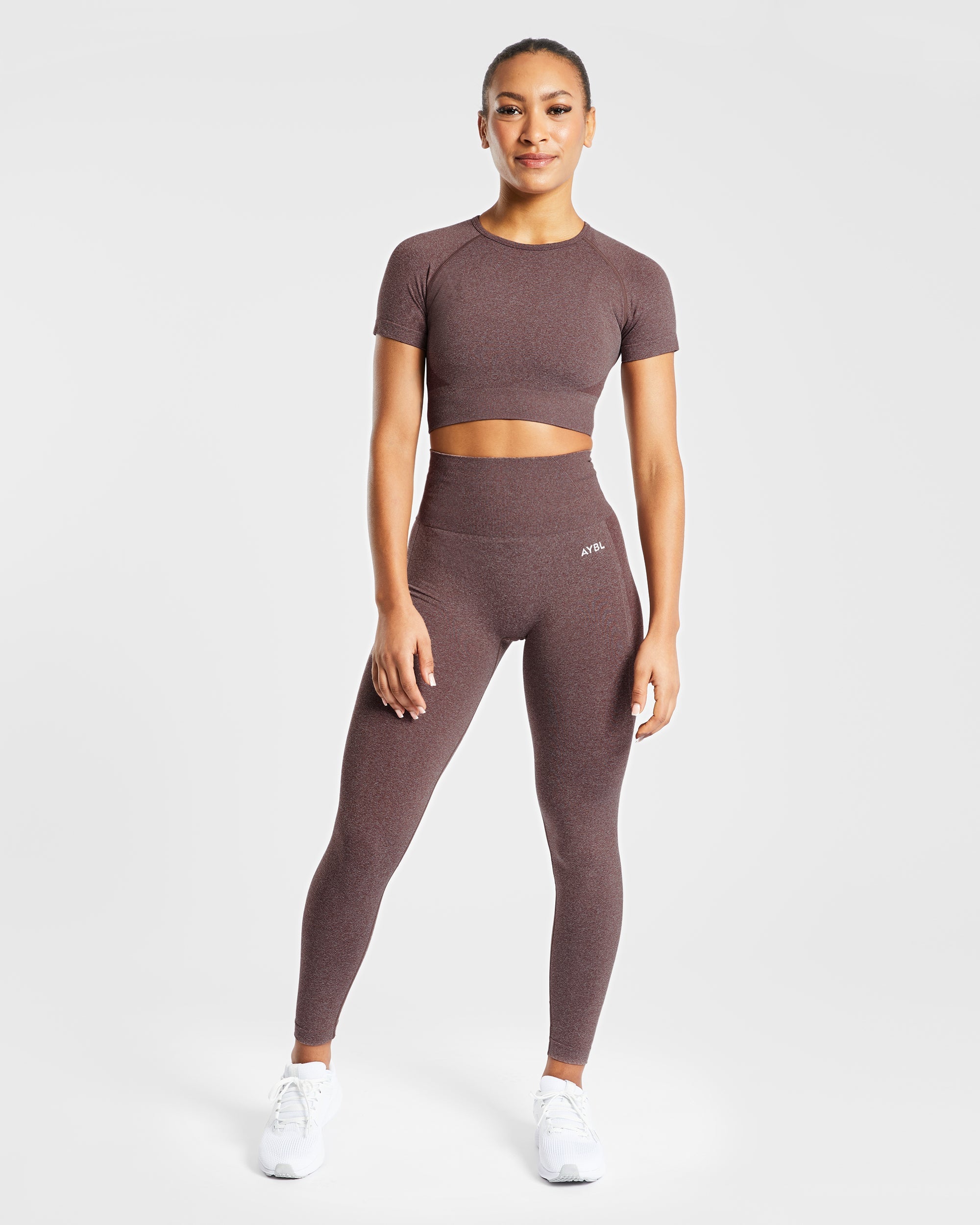 Empower Seamless Crop Top - Marron Marl