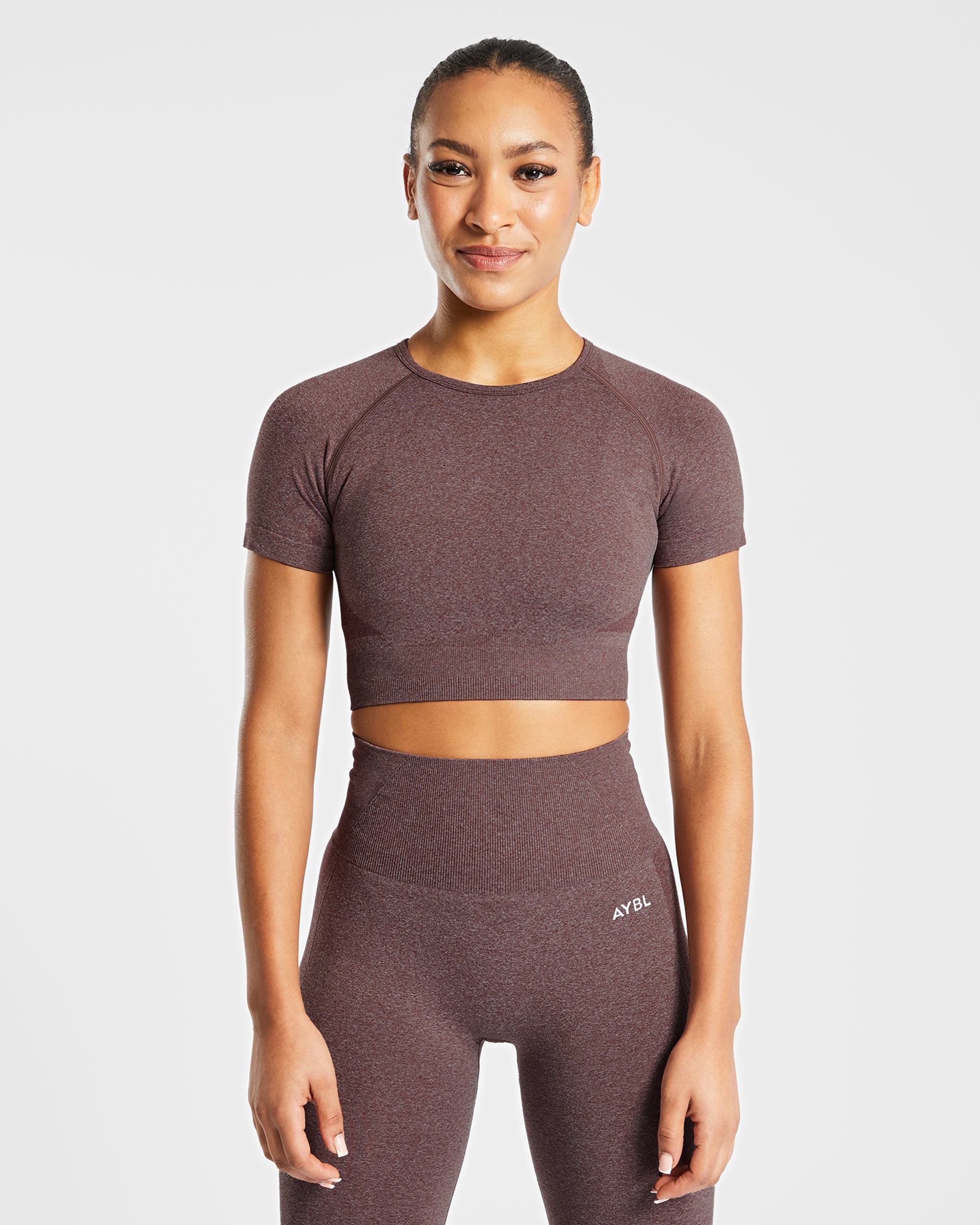 Empower Seamless Crop Top - Marron Marl