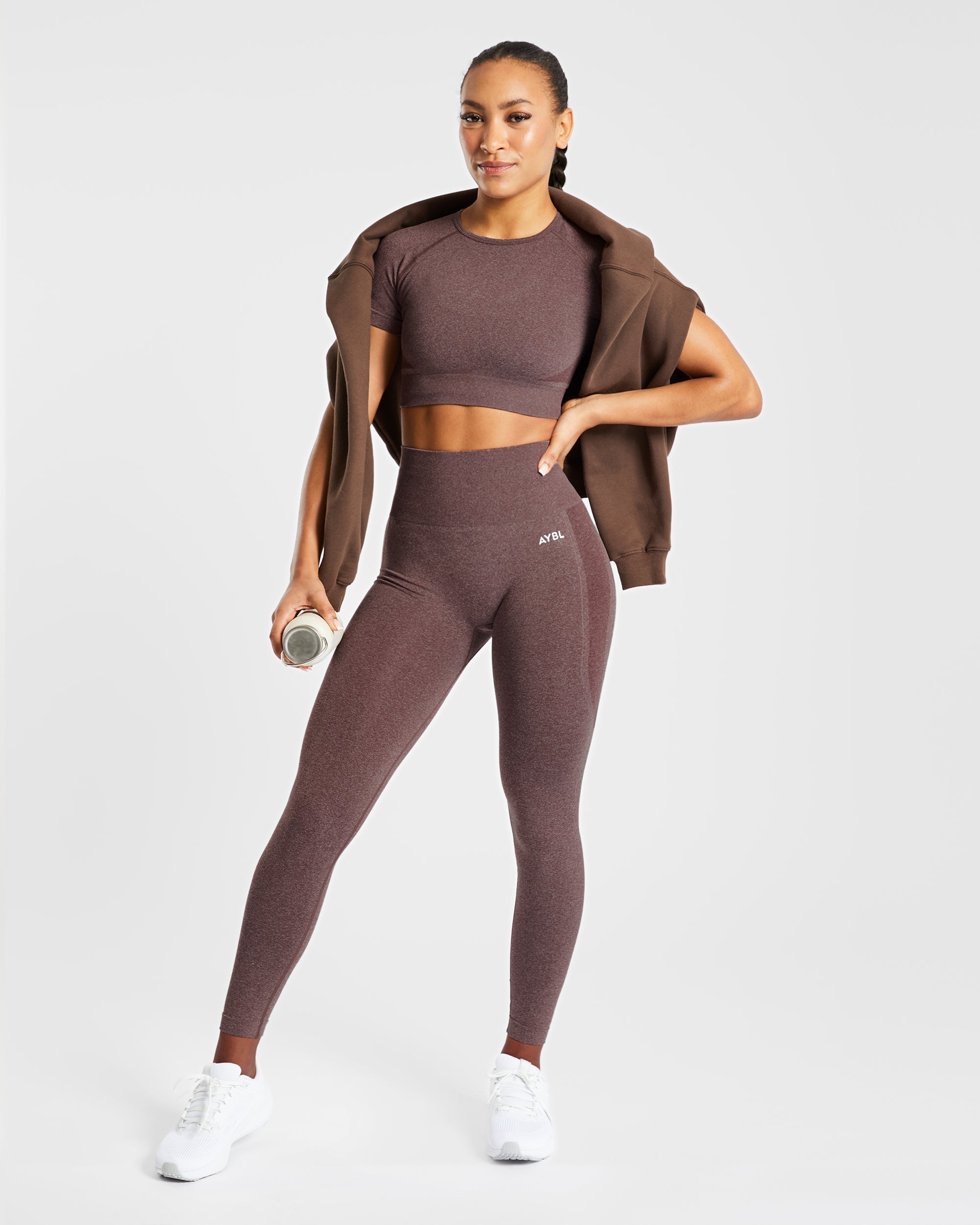 Empower Seamless Crop Top - Marron Marl