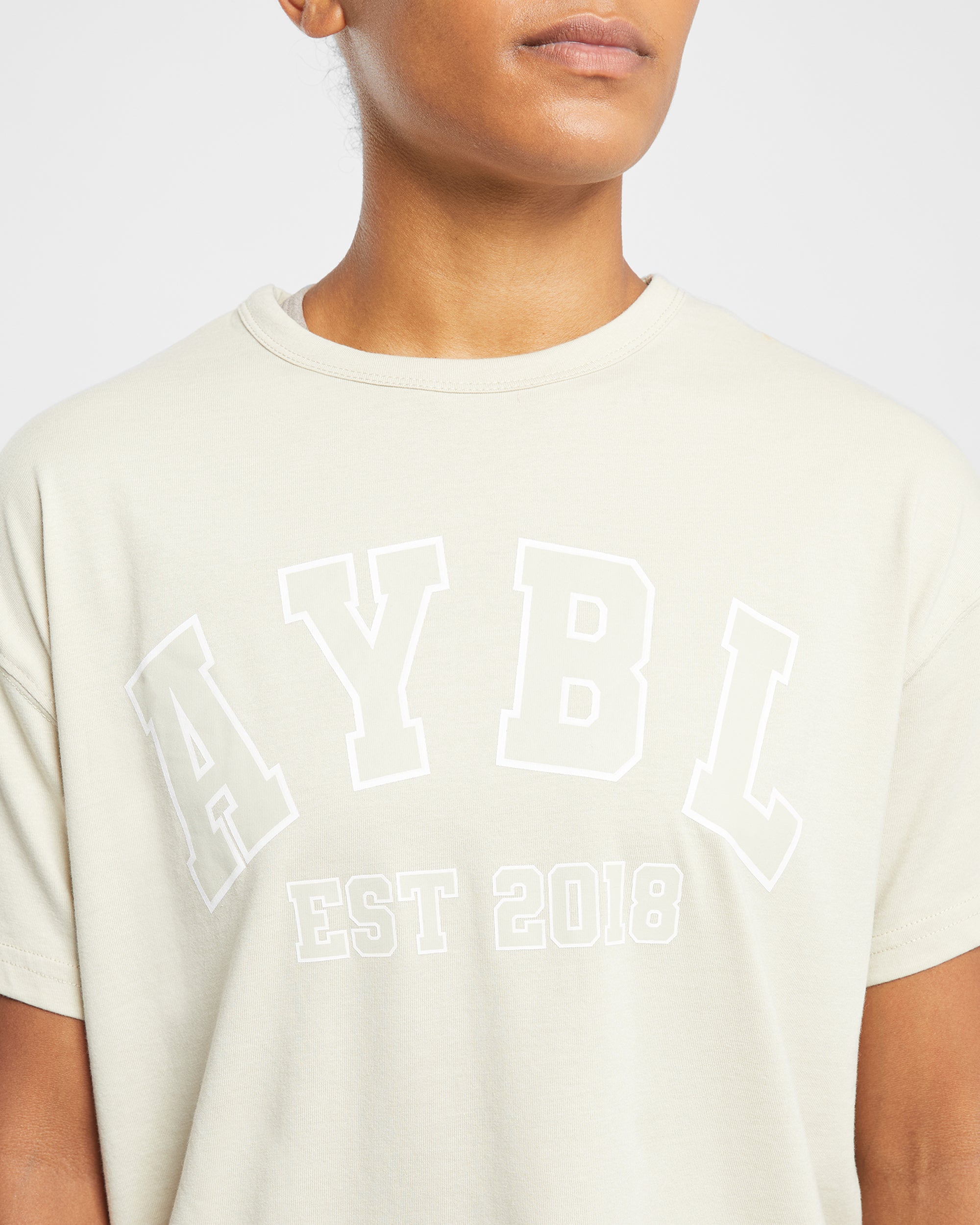 Varsity Oversized T Shirt - Beige