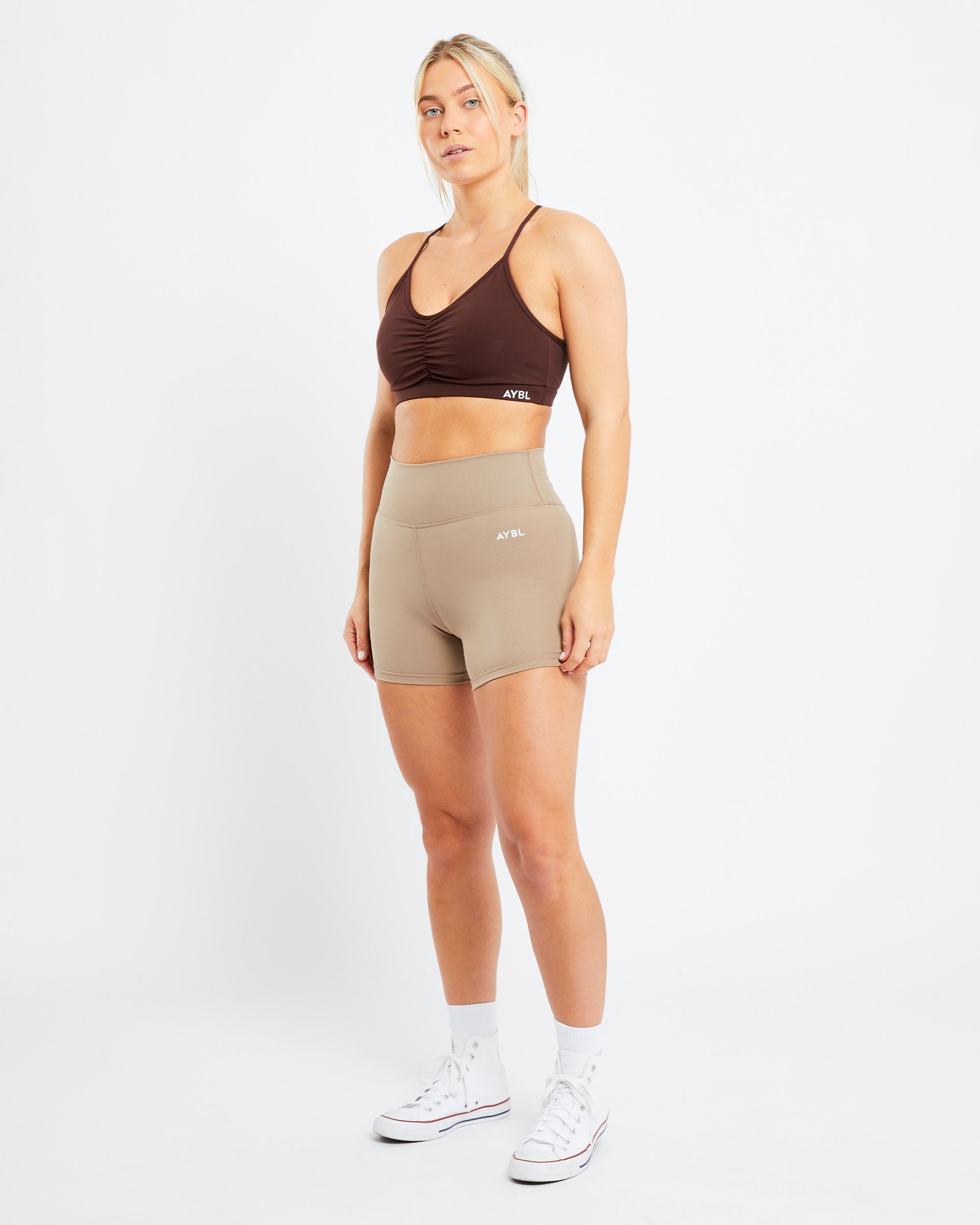 Essential Ruched Sports Bra - Chocolate Marron